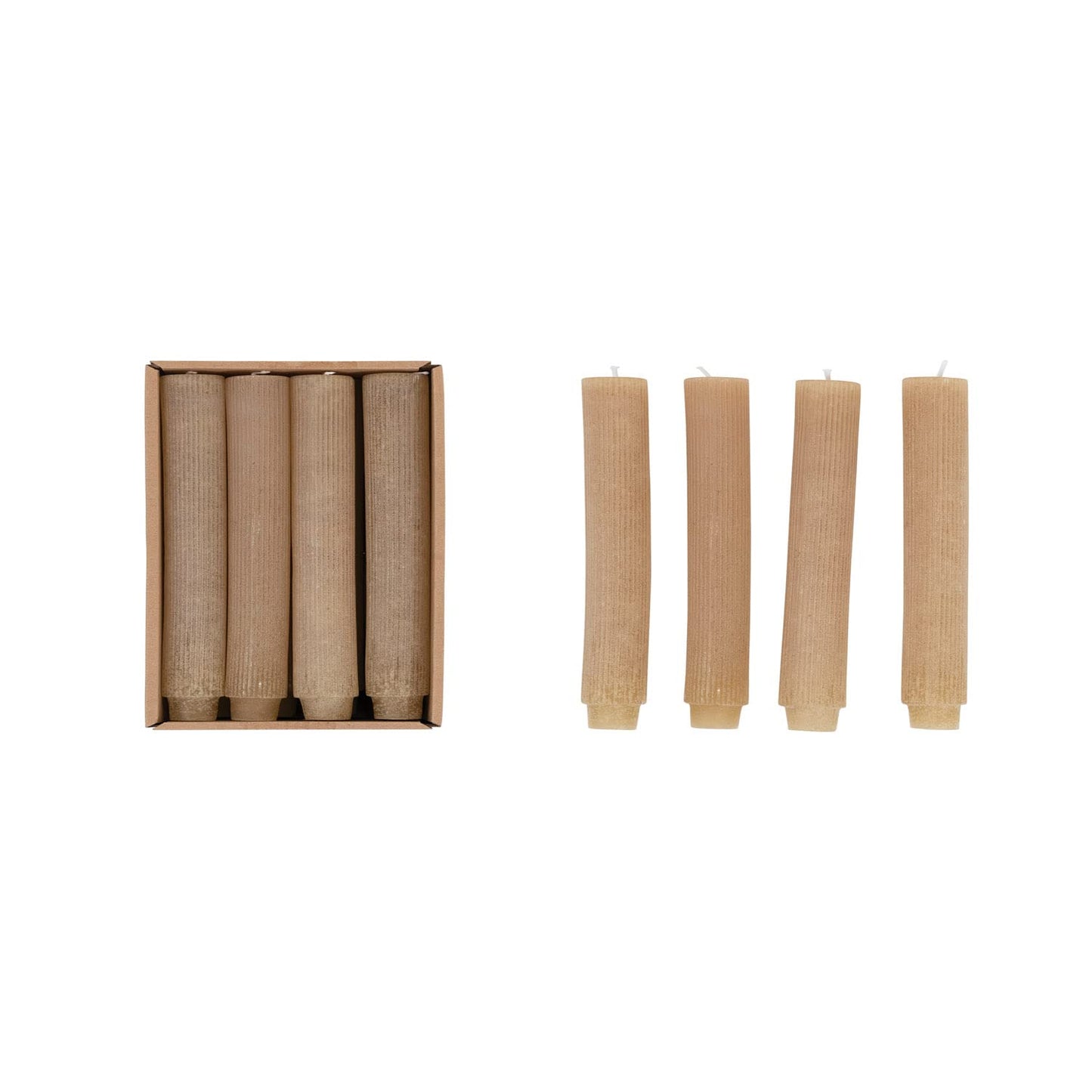 Creative Co-Op Unscented Pleated Taper Candles in Box, Set of 12