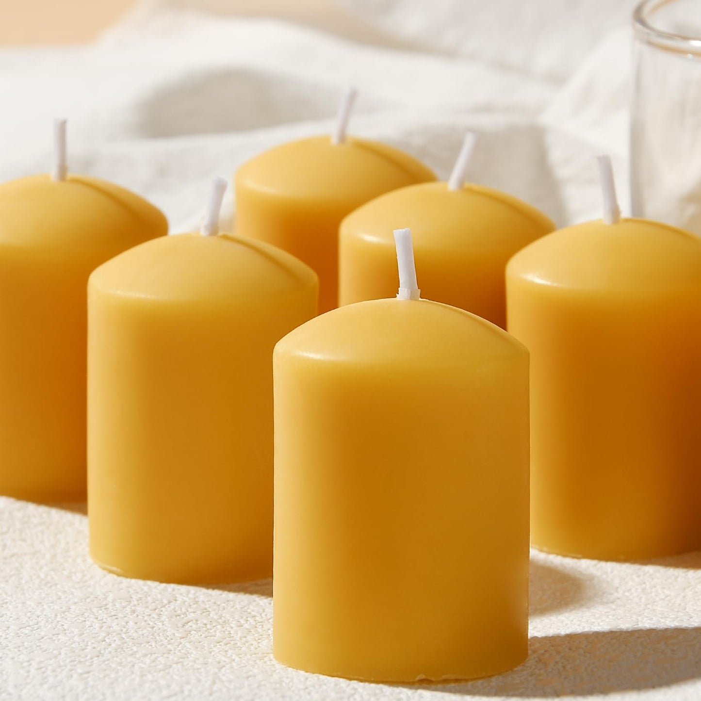 JONERAY Beeswax Votive Candles Bulk-Pack of 10, Natural Unscented Beeswax Candles - 9 Hour Burn Time