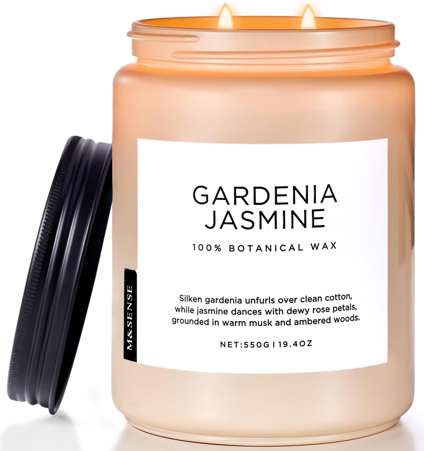 M&SENSE Large Gardenia Jasmine Scented Candles, 19.4oz Natural Soy Wax, 110 Hours Long Lasting Slow Burning, Non Toxic Clean Burn, Spring Floral Scent Aromatherapy Candle for Her