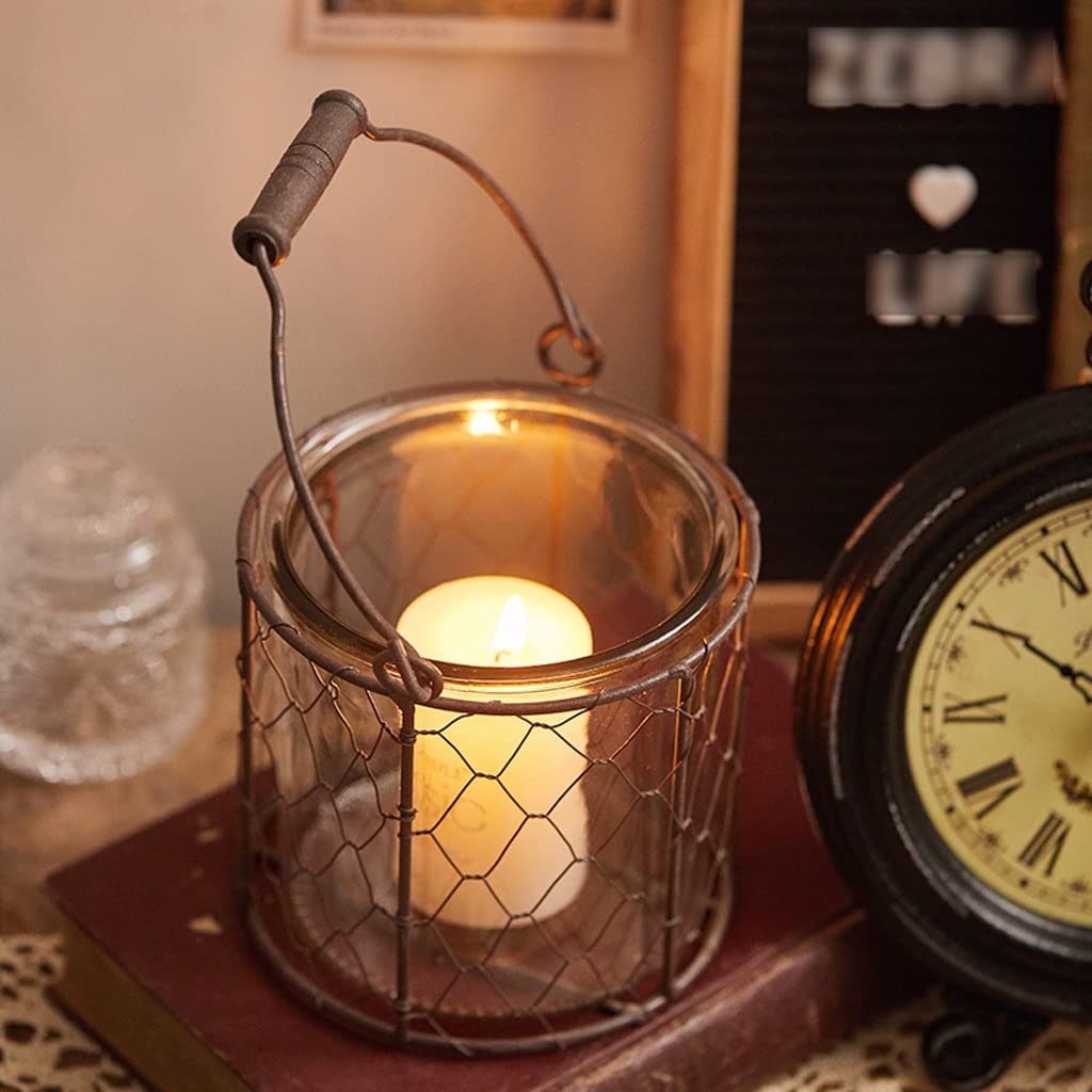WAOCEO Candlestick Holders Iron Glass Retro Candlestick Decoration Table Romantic Home Candlelight Dinner French Wedding Props Candle Holders