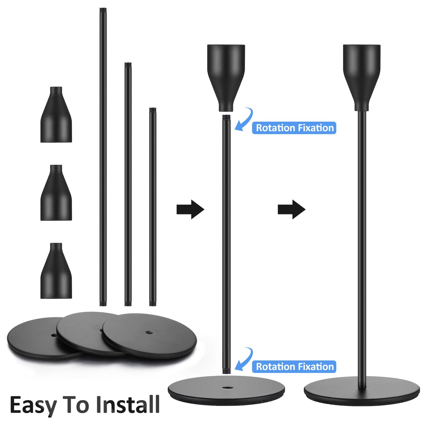 Set of 18 Tall Candlestick Holders Thin Metal Taper Candle Holders for Table Centerpiece Modern Decorative Pillar Candle Sticks Stand for Home Wedding Christmas Decoration(Rose Gold)