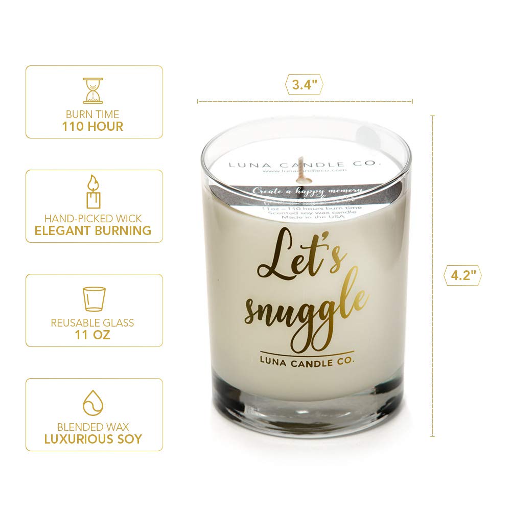 Summer Decor Lavender Jar Candle with Hints of Geranium, Luxurious Soy Wax 11oz. Glass, Long Burning Up to 110 Hours of Burn Time, Low Smoke, Aromatherapy, Spa- Let's Snuggle