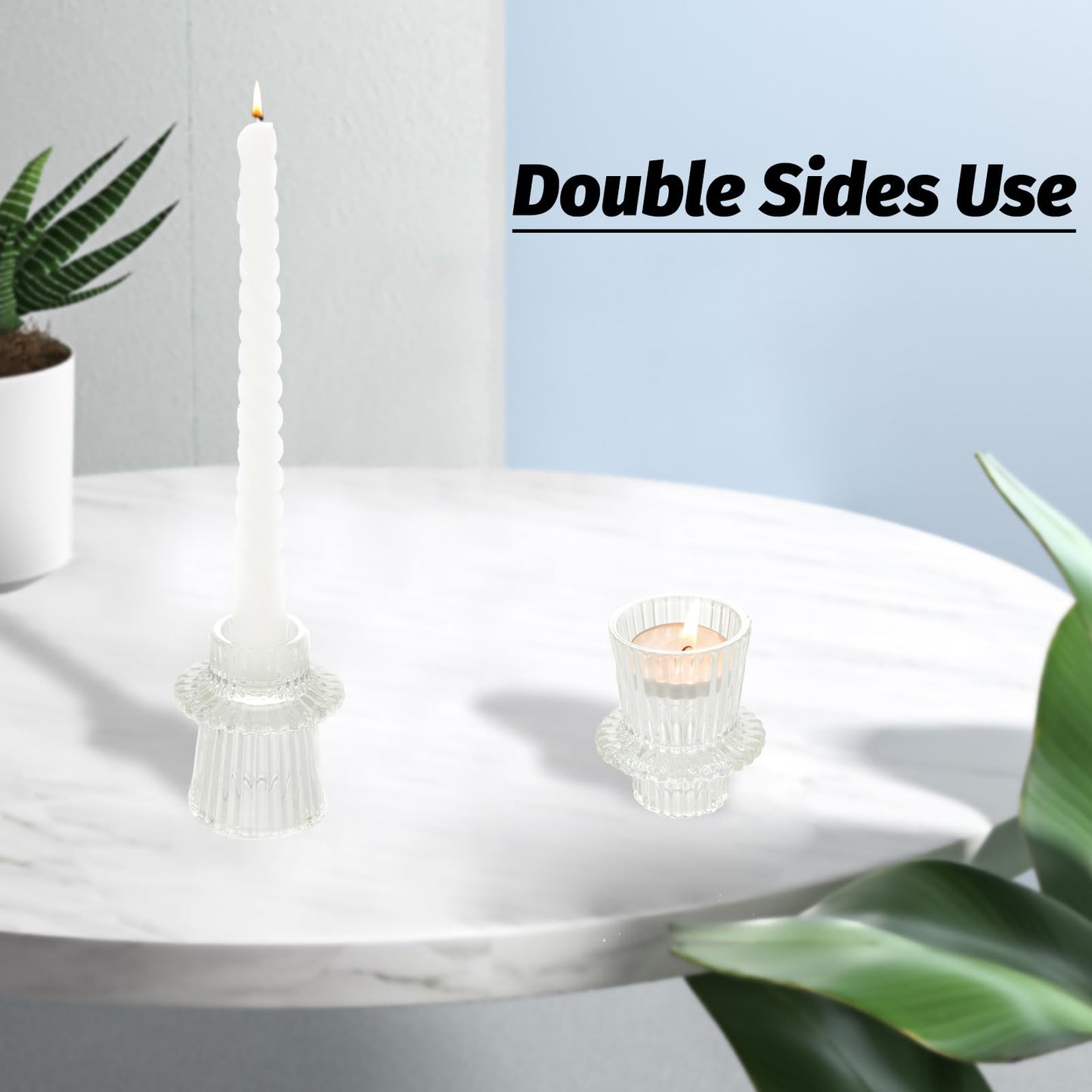 BEZURA Tealight Candle Holder, Taper Glass Candlestick Holders, Votive Candle Stick Candle Holder for Table Centerpiece Wedding Dinner