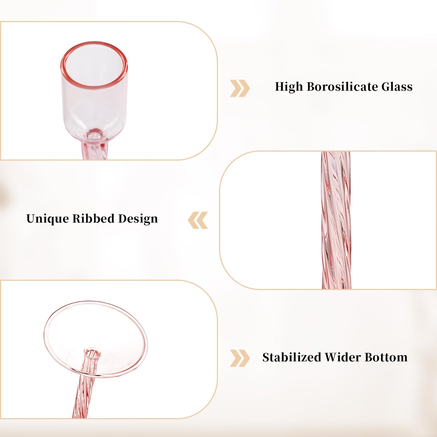 Glasseam Glass Candlestick Holders Pink: Set of 4 Tall Taper Candle Holders for Candlesticks Decorative Tapered Candles for Table Centerpiece Wedding Christmas Home Decor