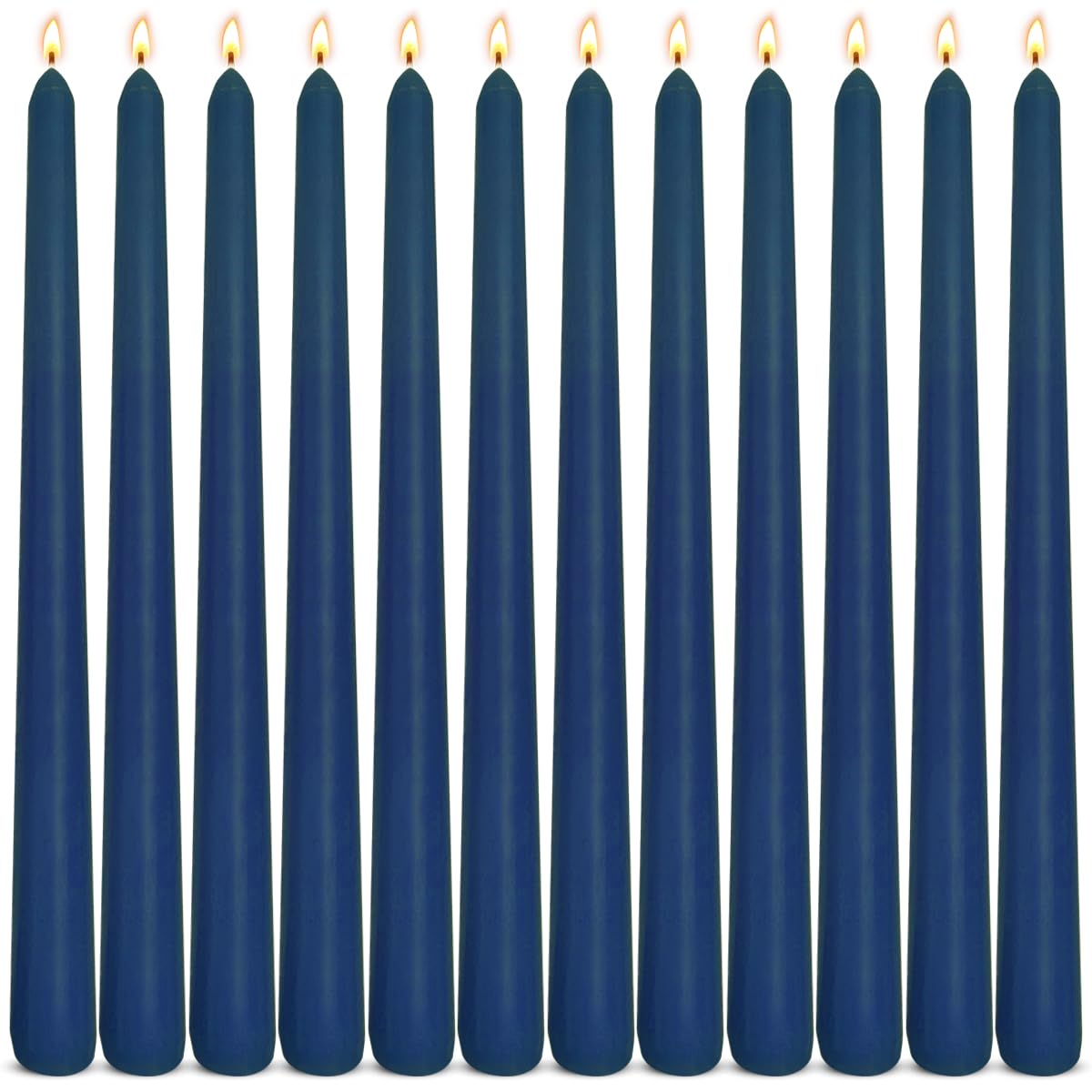 12-Pack Navy Blue Taper Candles, 10 Inch Unscented Dripless Candlesticks, Long-Lasting Burn Time of 7-8 Hours, Perfect for Home Décor Dinner Party Meditation