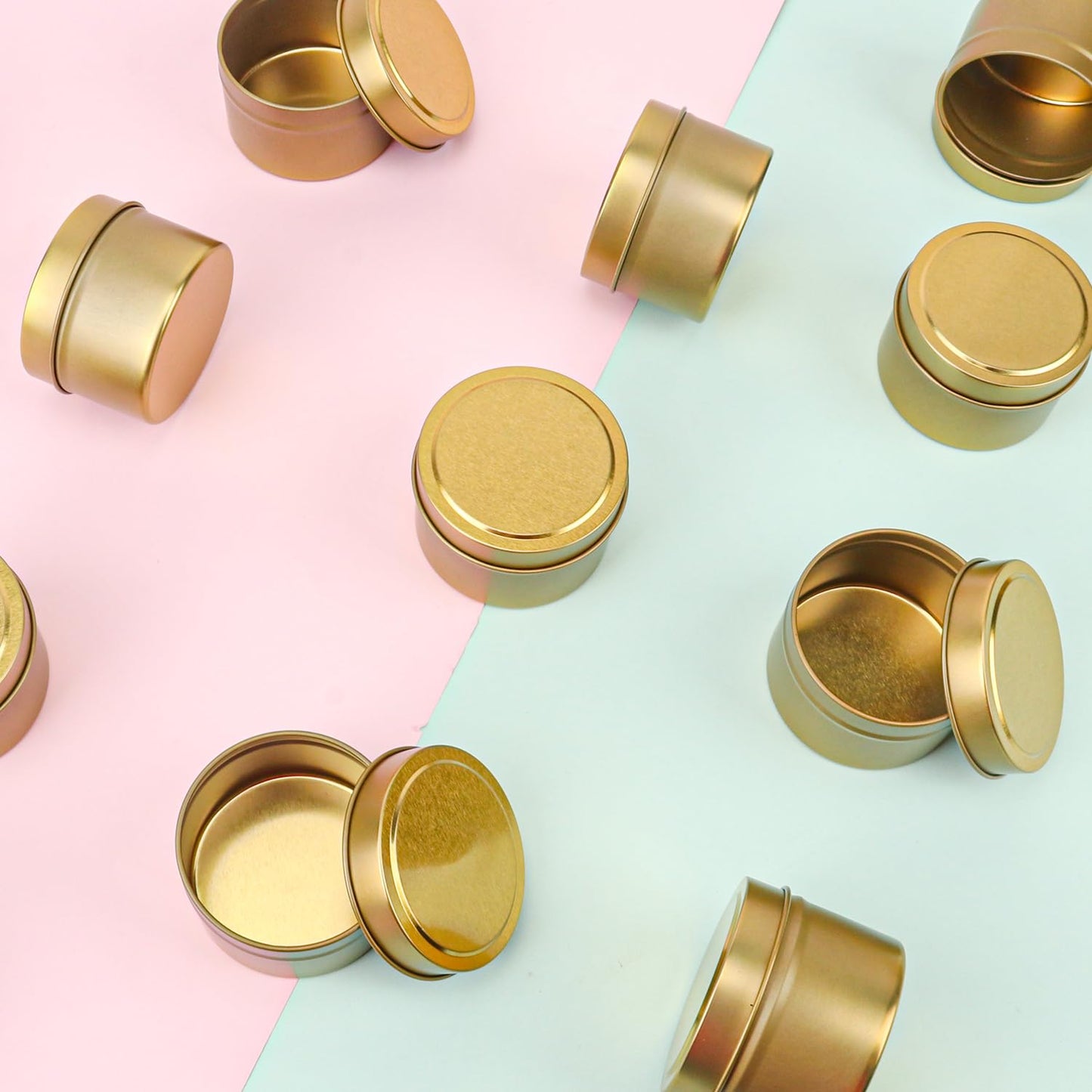IHDYPPEW 48 Pack 4 oz Gold Tins with Lids, Candle Containers, Empty Candle Jars Bulk, Candle Jars for Making Candles, Candle Supplies for Party Favors, Spices, Jewelry, Cosmetics