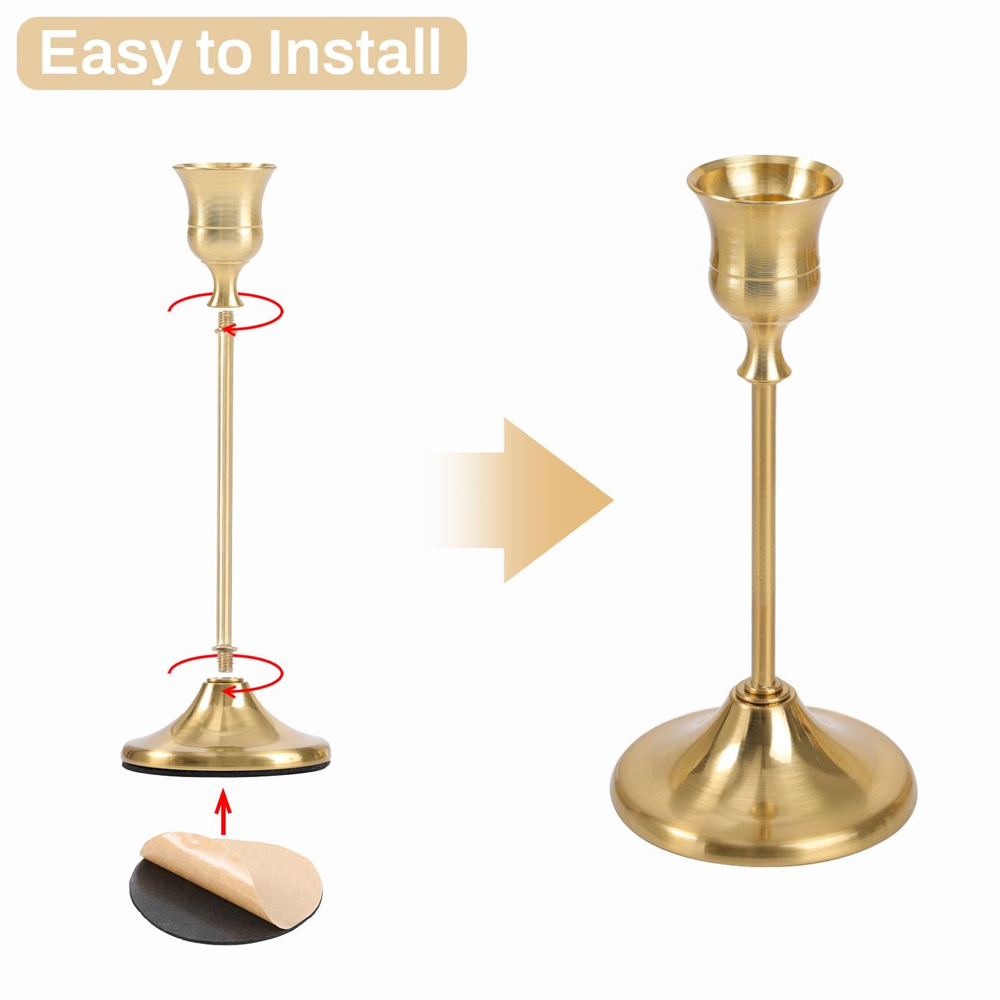 Sunnyfuture Candlestick Holders, 4PCS Taper Candle Holder for Candlesticks, Gold Candle Holders for Table Centerpiece, Wedding, Party