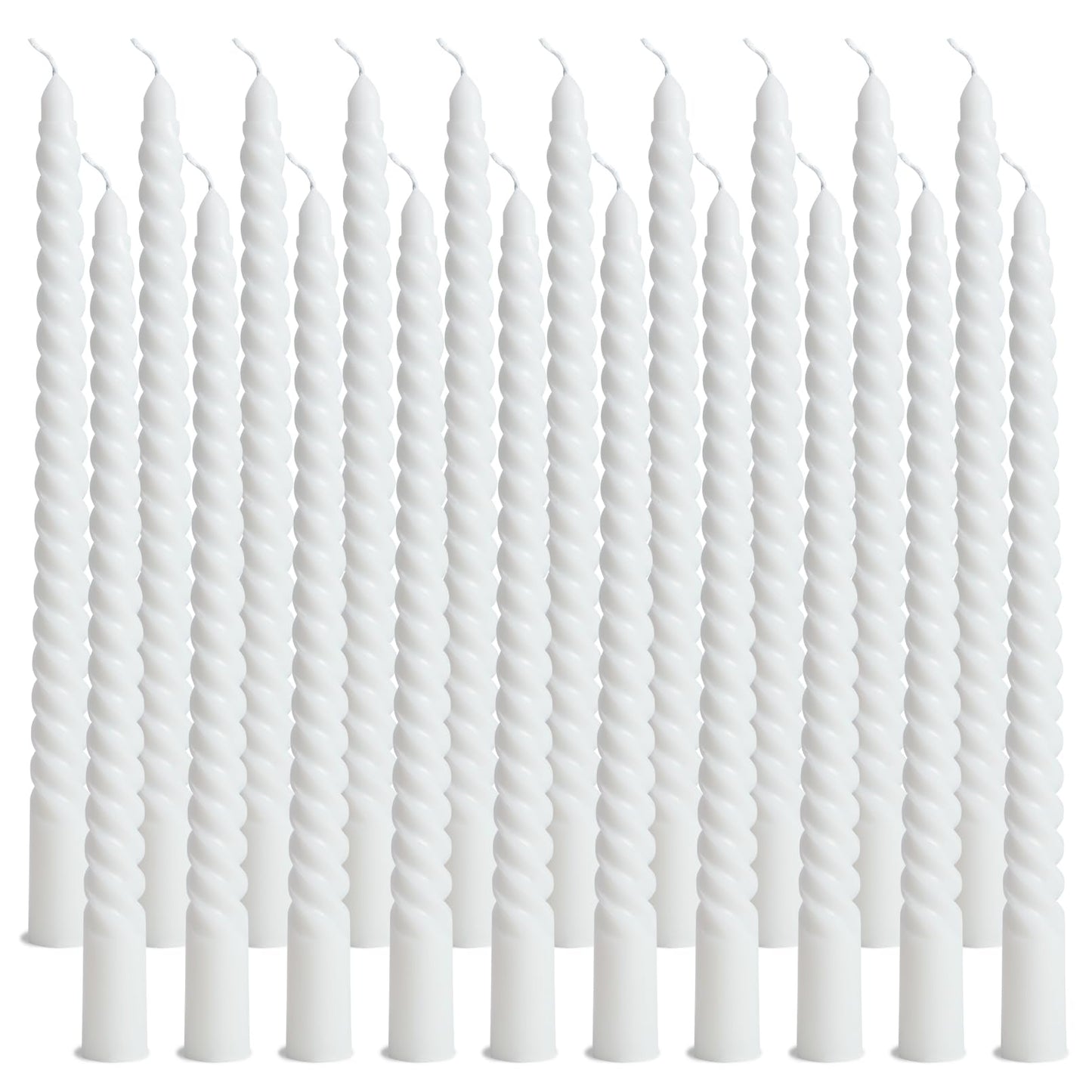 Cptoion Spiral Taper Candles,10 Inch Twisted Taper Candles,Unscented Dripless Twisted Candlesticks, White Spiral Taper Candle for Home Decoration,Dinner Party Wedding Holiday (24 Pcs)