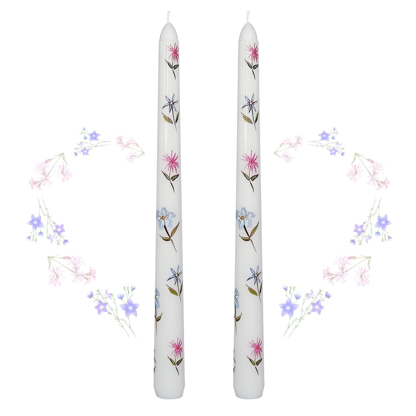 Taper Candles 10 Inch Print Candle Handmade Unscented Blue Daze Long Candles 2 Pack Twisted Candlesticks for Wedding Home Decoration Gifts