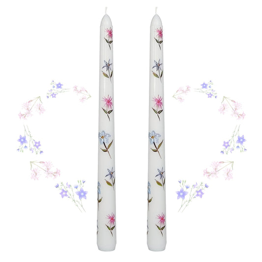 Taper Candles 10 Inch Print Candle Handmade Unscented Blue Daze Long Candles 2 Pack Twisted Candlesticks for Wedding Home Decoration Gifts