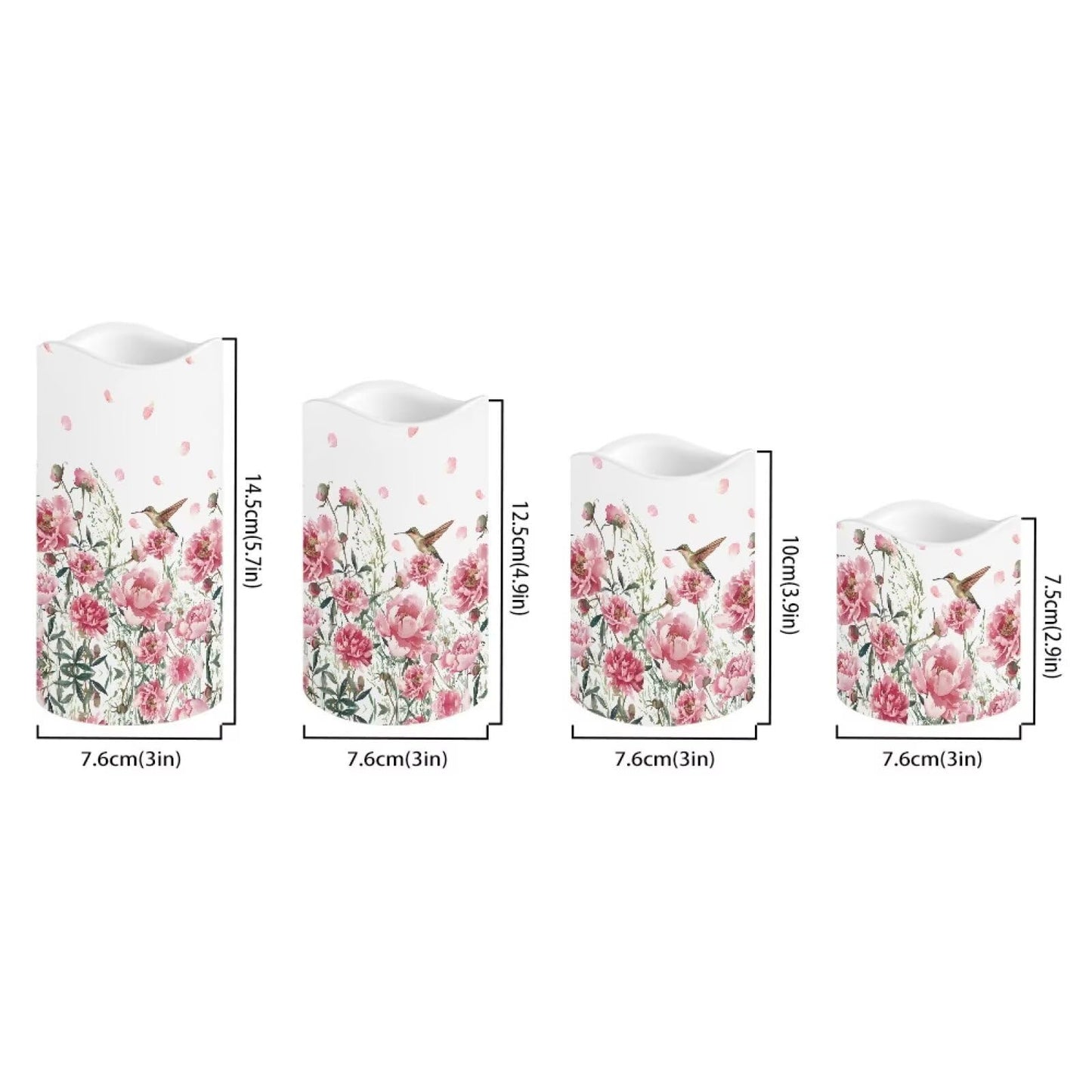 Cozeyat Pink Flower LED Candles Set of 4 Battery Powered Flameless with Remote Timer Flickering Waterproof for Indoor Outdoor Garden Table Beach Decor