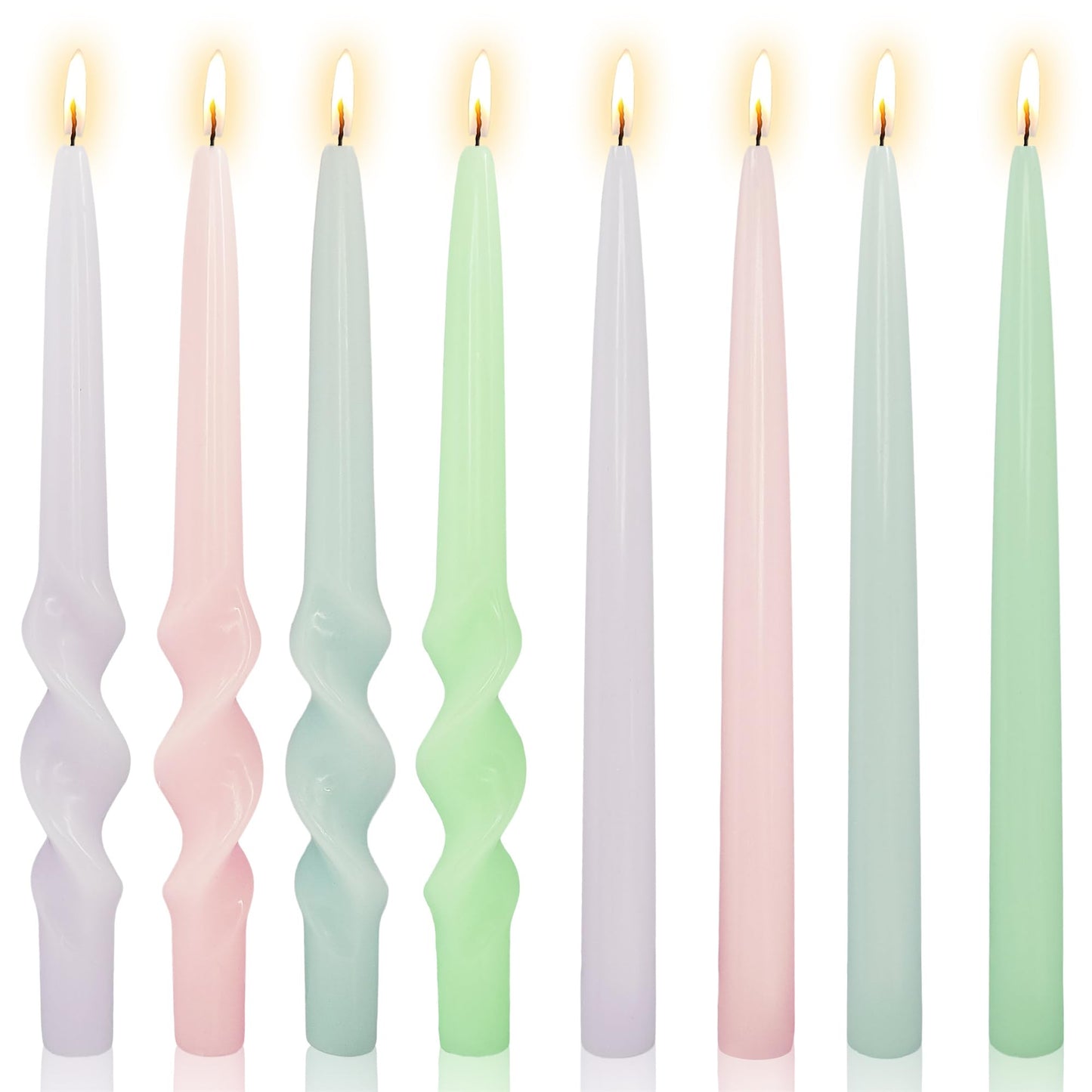 Gedengni 8pcs Dripless Candle Sticks Summer Taper Candlesticks,10 Inches Pink Tapered Candles Green Candle Stick Colorful Taper Candles Blue Dinner Candle Wax for Home Party Women Gift