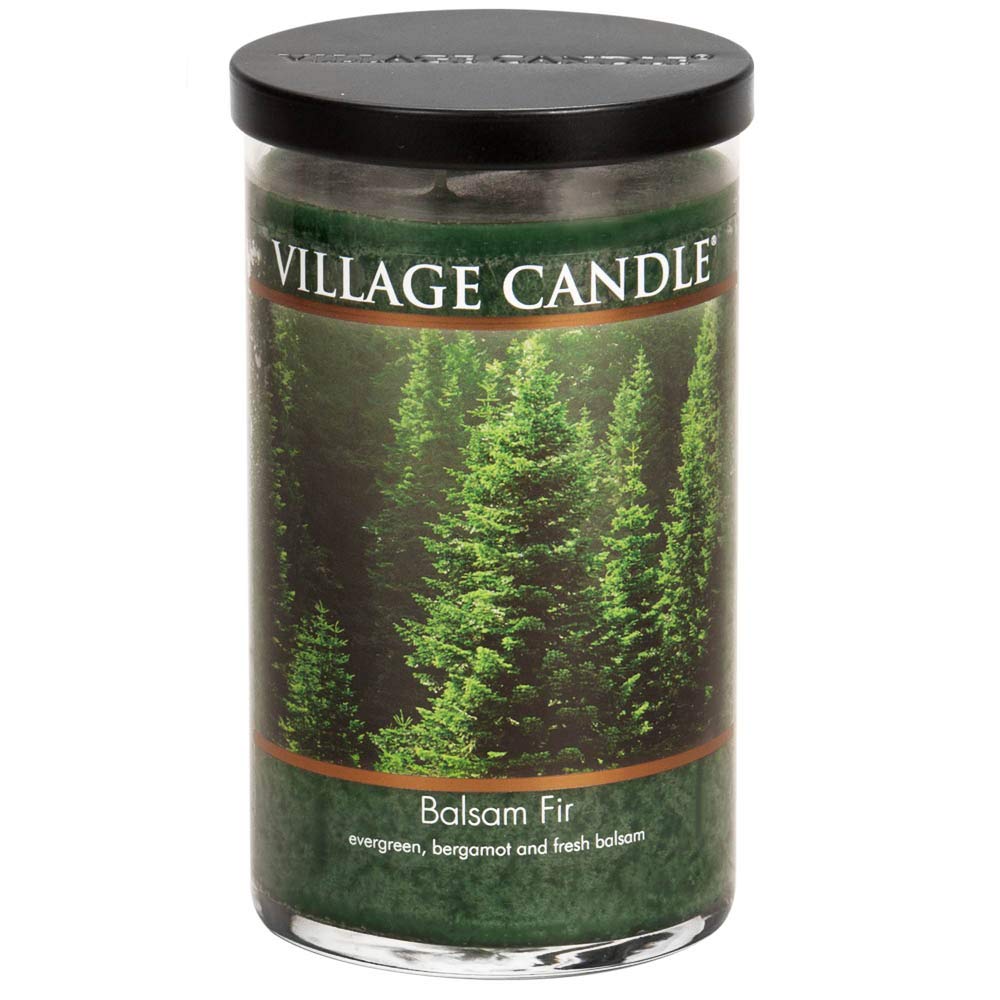 Village Candle Balsam Fir Large Tumbler Glass Jar, Scented Candle, Notes of Evergreen, Bergamot, and Fresh Balsam, 19 oz.