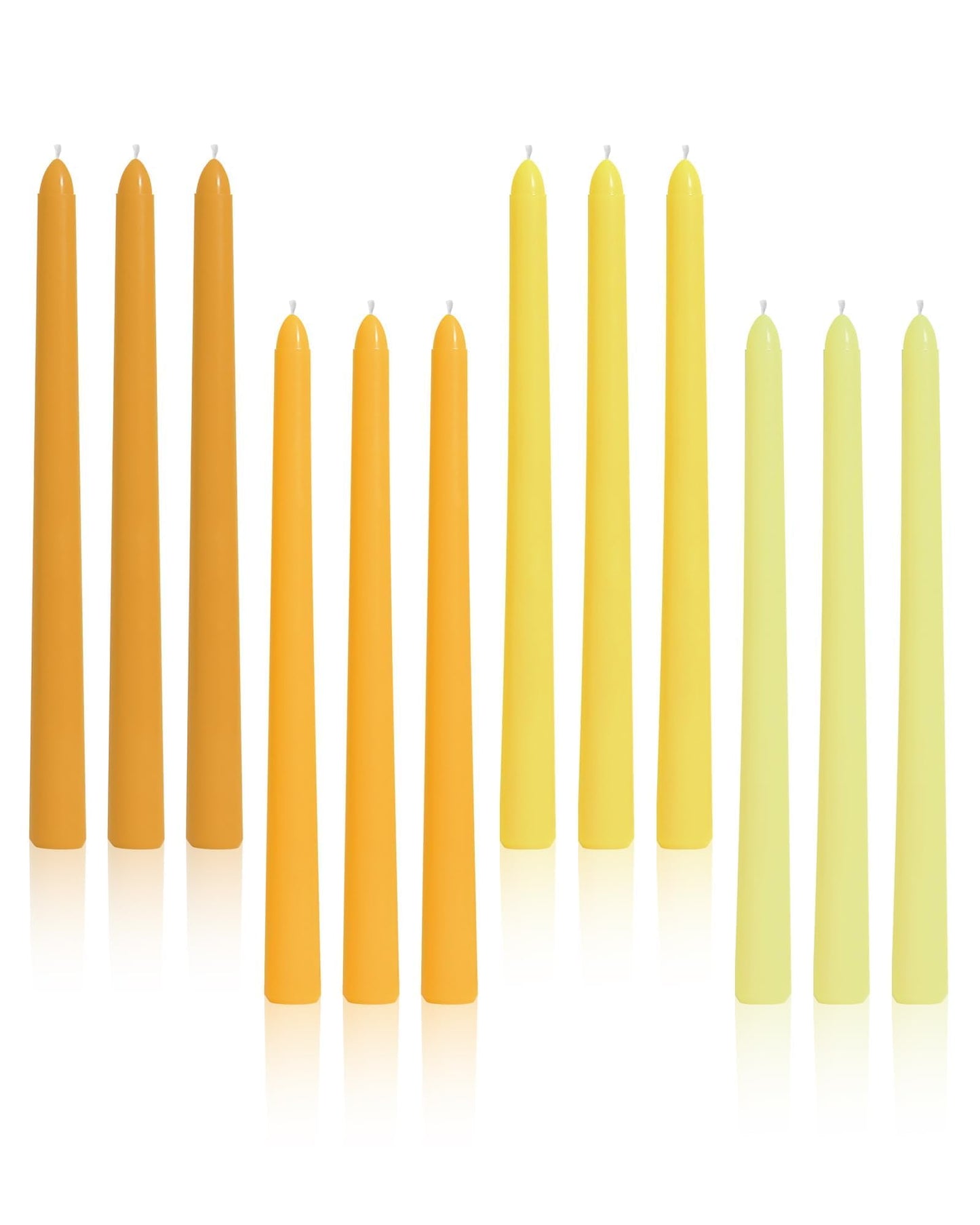 Viyffo Taper Candles 10 Inch Yellow 12 Pack Unscented, Smokeless Long Tall Tapered Candlesticks Wedding Home Decor Dinner Natural Color Series