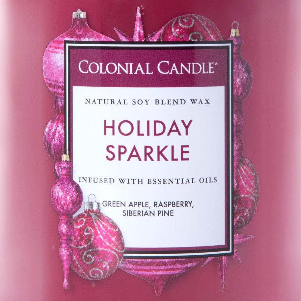 Colonial Candle Scented Jar Candle, Classic Cylinders, Holiday Sparkle, 2 Wick, 19 oz, Purple