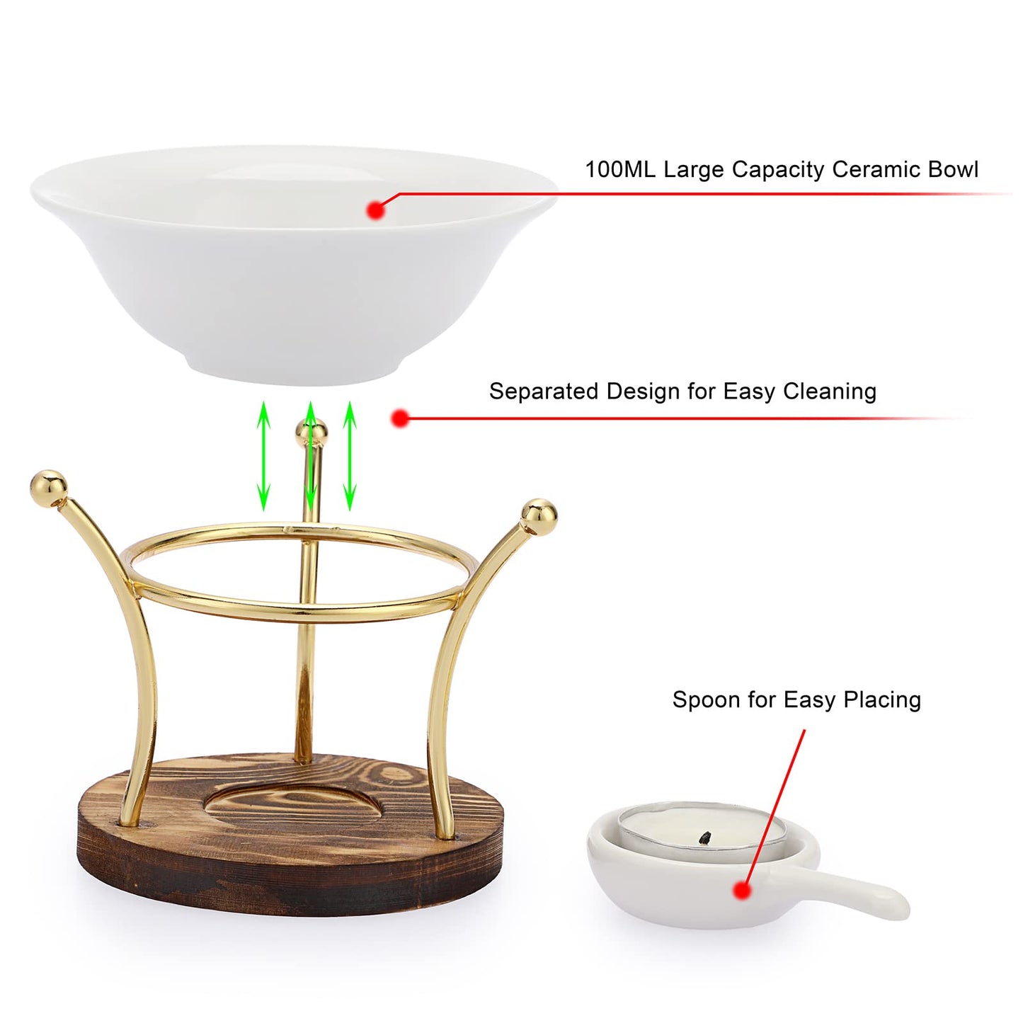 JUXYES Romantic Ceramic Tealight Wax Melt Warmer, Non Elecric Essential Oil Warmer Candle Fragrance Warmer Aromatherapy Wax Candle Tart Burner Warmer Diffuser for Home Decoration
