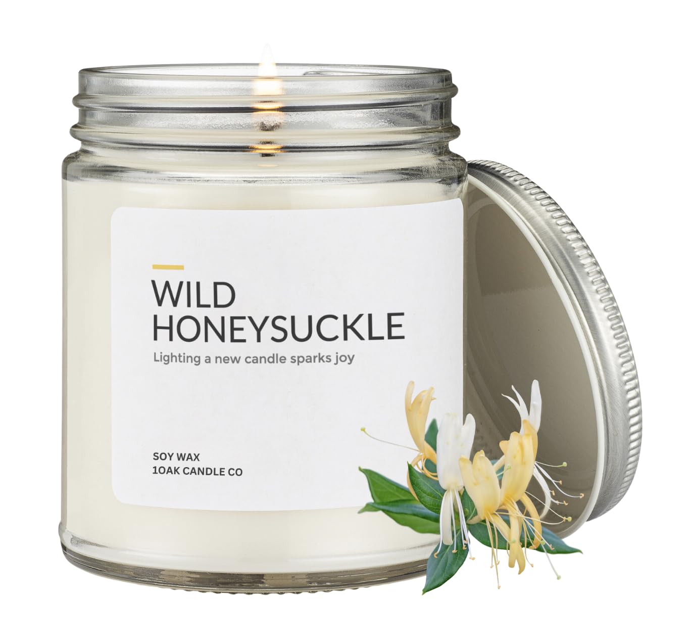 1OAK Honeysuckle Candle - Soy Wax Scented Candles (Wild Honeysuckle) - Soy Candles for Home Scented - Long Burning Premium - Hand-Poured (7oz.)