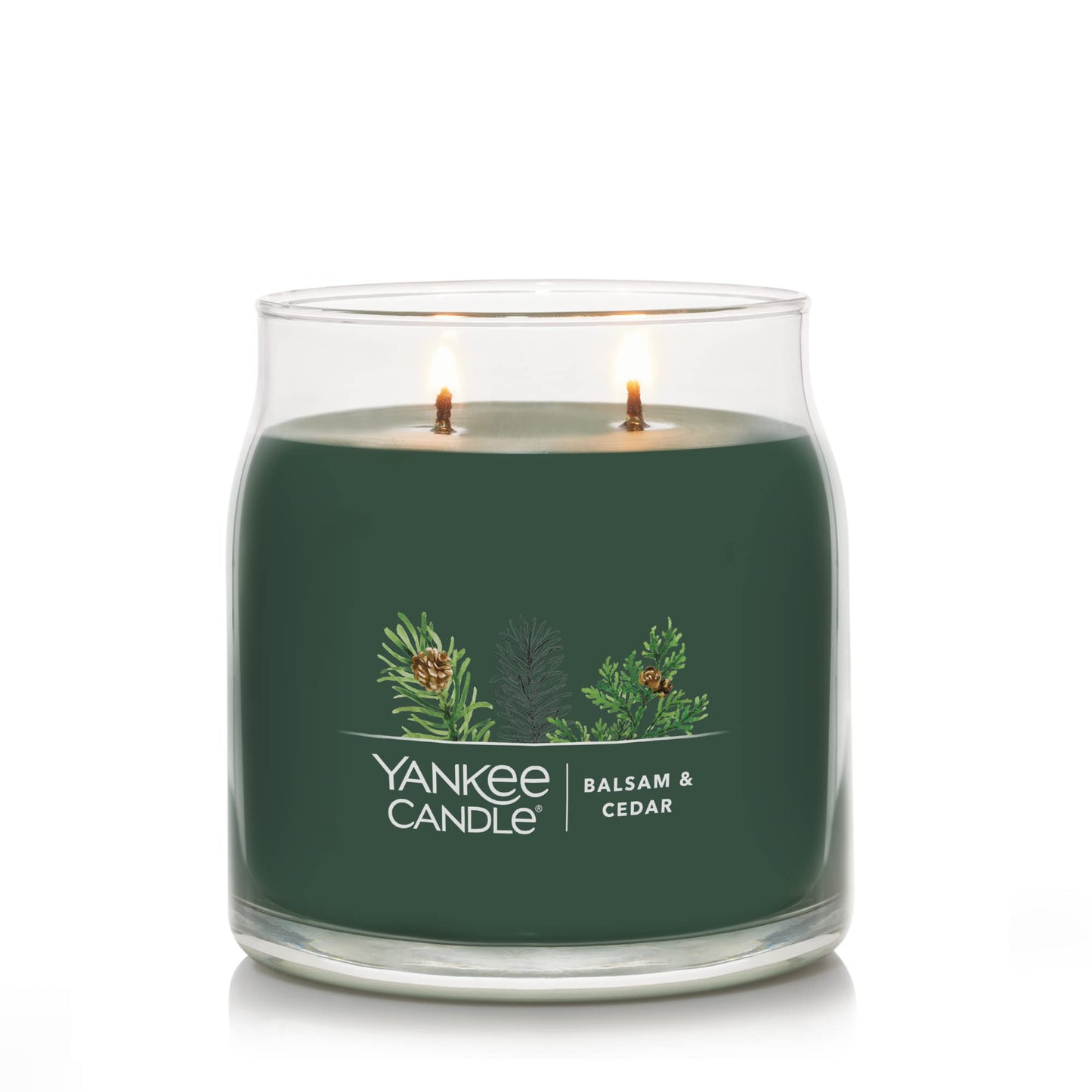 Yankee Candle Balsam & Cedar Scented Signature 13oz Medium Jar 2-Wick Candle Over 35 Hours of Burn Time Christmas | Holiday