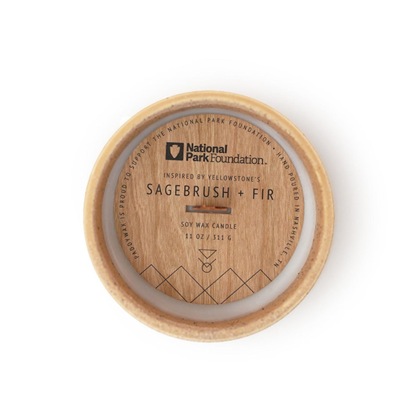 Paddywax Parks, Yellowstone Scented Candle in Reusable Ceramic Jar with Crackling Wood Wick, Soy Candle with Approx. 77 Hour Burn Time, Decorative Gift Candles for Home, Sagebrush & Fir Scent, 11 oz