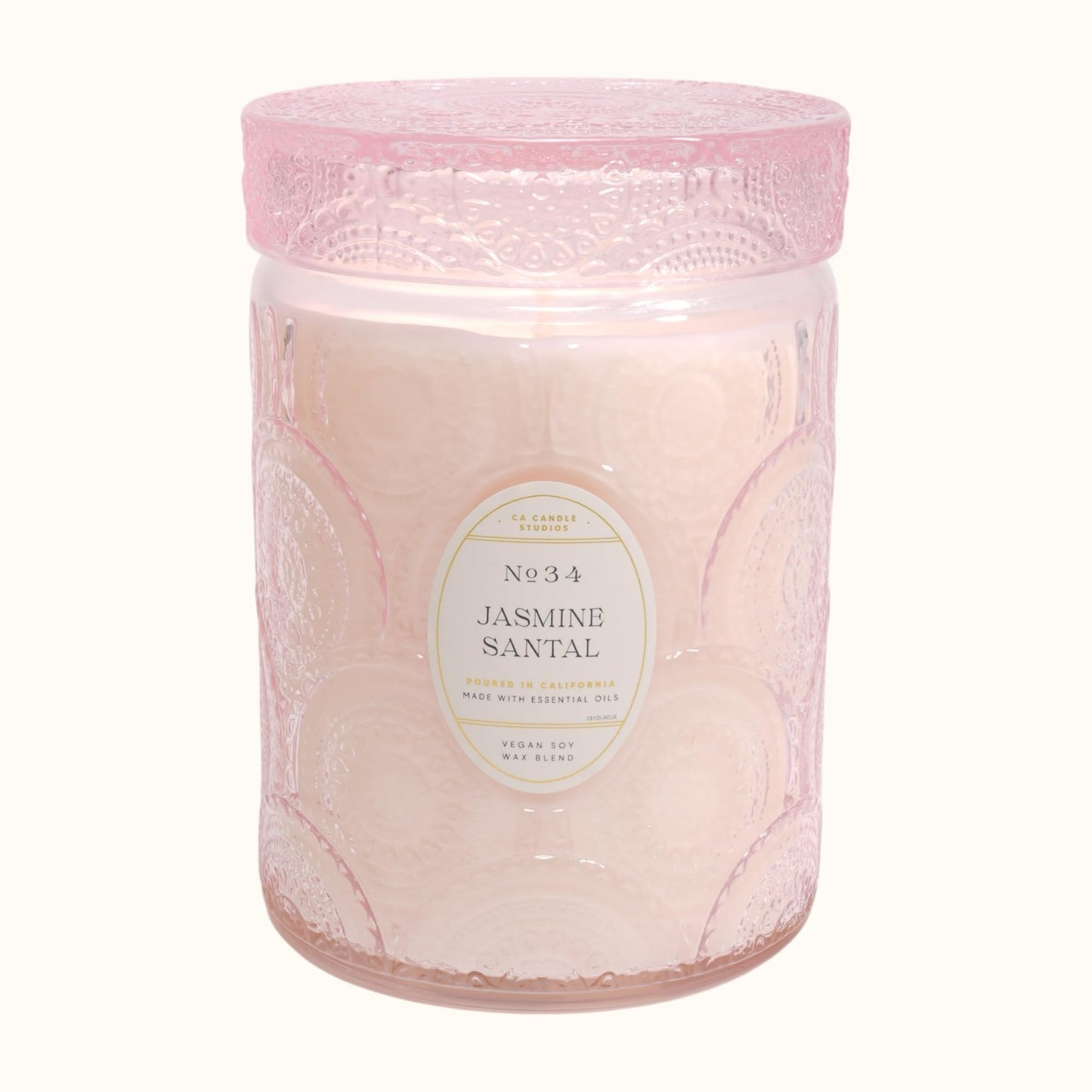 LEOBEN CO – Jasmine Santal Scented Candle – 18oz, Heirloom Collection Design – 80 hr Burn Time – Poured in California Using Vegan Soy Wax and Essential Oils – Made in Small Batches