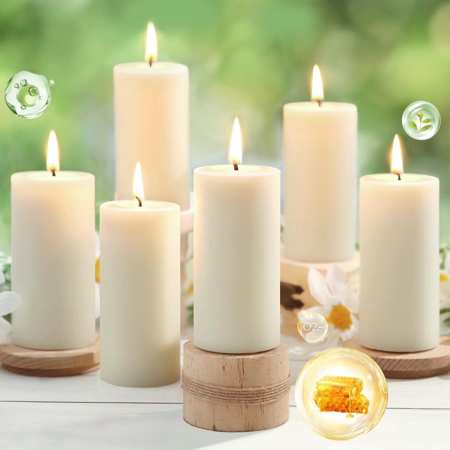 8 Pack Natural Beeswax Pillar Candles,100% Pure Beeswax Candles-344 Hours Long Burning,Off-White Unscented Bees Wax Candles for Home,Prayer,Dripless Smokeless Organic Pillar Candles Bulk-2x4in