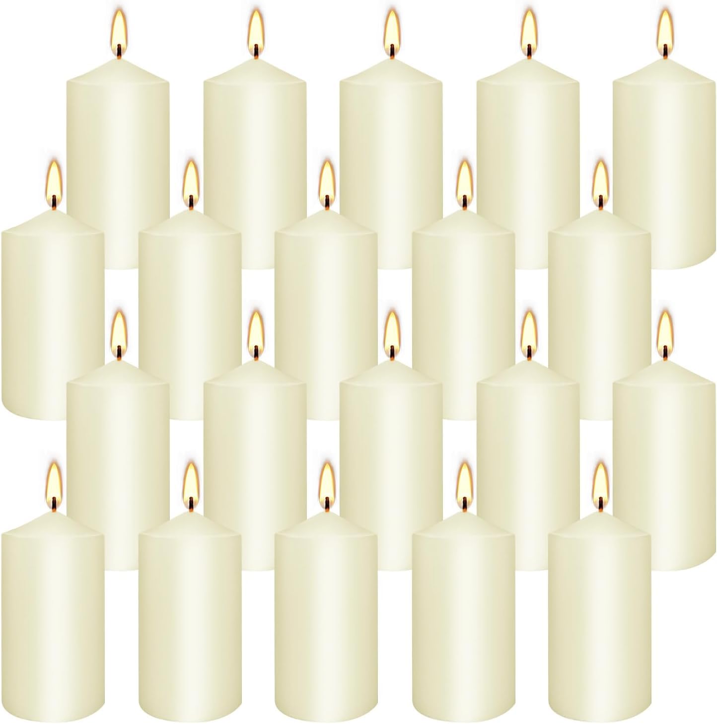 YOROXRG 2"x4" High Ivory Pillar Candles, Set of 20 Unscented. Bulk Buy. Ideal for Halloween, Wedding, Emergency Lanterns, Household, Wedding and Home Décor Candlesticks