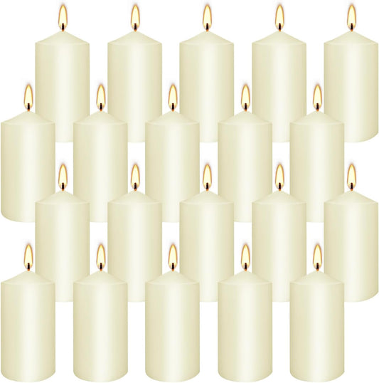 YOROXRG 2"x4" High Ivory Pillar Candles, Set of 20 Unscented. Bulk Buy. Ideal for Halloween, Wedding, Emergency Lanterns, Household, Wedding and Home Décor Candlesticks