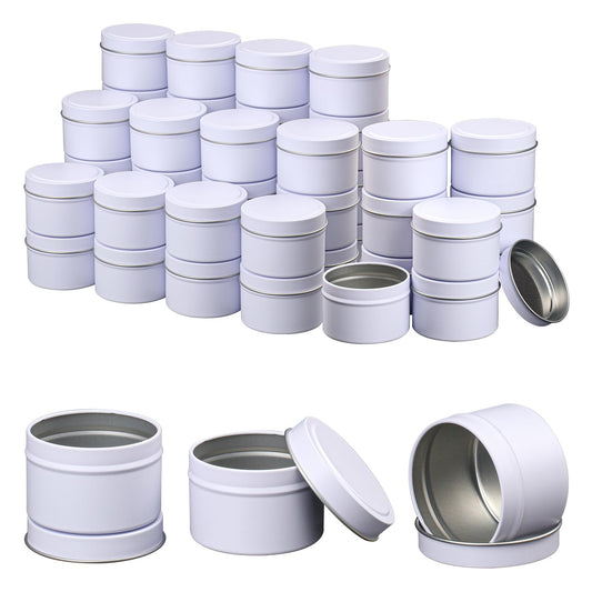 IHDYPPEW 48 Piece 4 oz White Candle Tins with Lids, Candle Tin Cans, Empty Candle Jars for Making Candles, Party Favors, Spices, Jewelry, Cosmetics