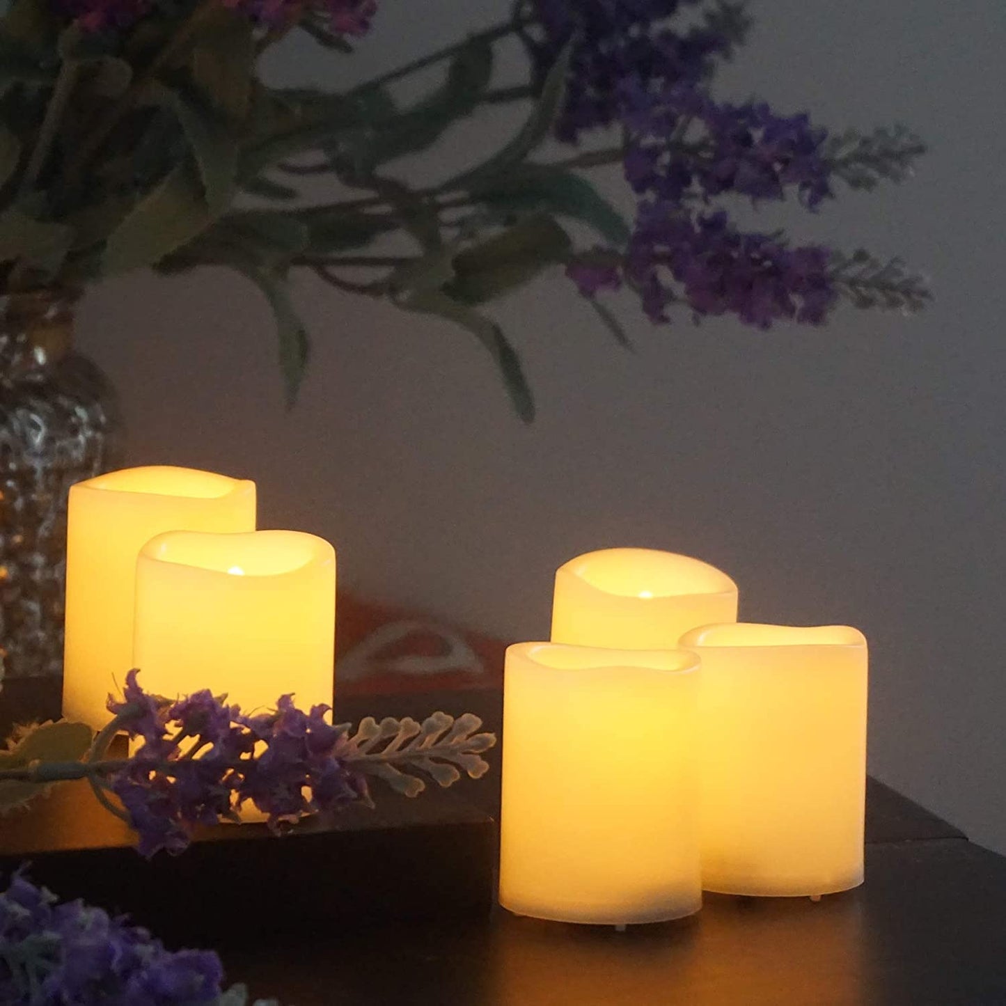 12 PCS Battery Operated Flameless Votive Candles LED Flickering Electric Fake Tea Lights Set Bulk for Christmas Wedding Party Decorations Home Décor, White Base Amber Glow, Batteries Incl.