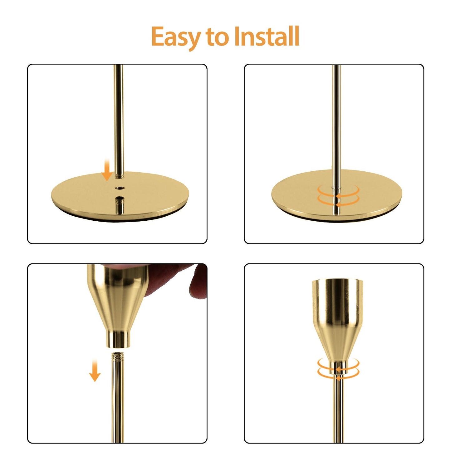 AUMAYCO Gold Candle Holders Set of 6, Metal Taper Candle Holders, Tall Gold Candlestick Holders, Fits 2.2cm Thick Candle&Led Candles, for Table Centerpiece, Mantels, Weddings, Dining, Party