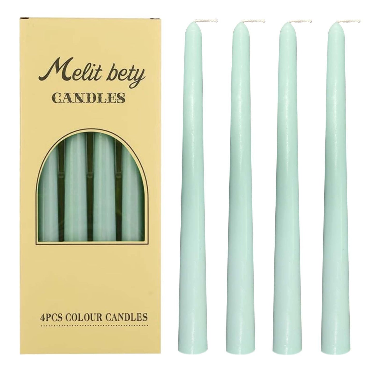 10 inch Light Green Taper Candles-Set of 4 Tapered Candle, Tall Candlesticks,Grass Green Stick Candles,Smokeless,Home Dinner, Party, Wedding, Halloween, Christmas (Green, 10inch)
