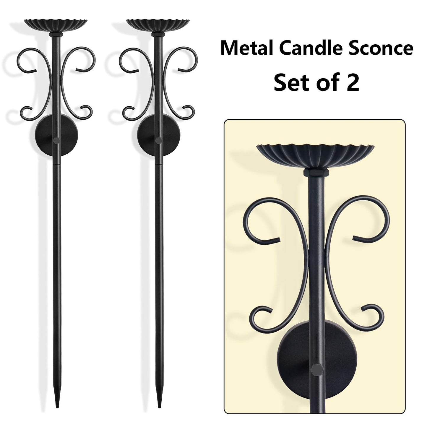 SJBFOOXB Metal Candle Sconce Holder Set of 2 Wall Mount Candle Holders,Modern Wall Candle Sconces Hanging for Living Room Farmhouse Fireplace Wedding