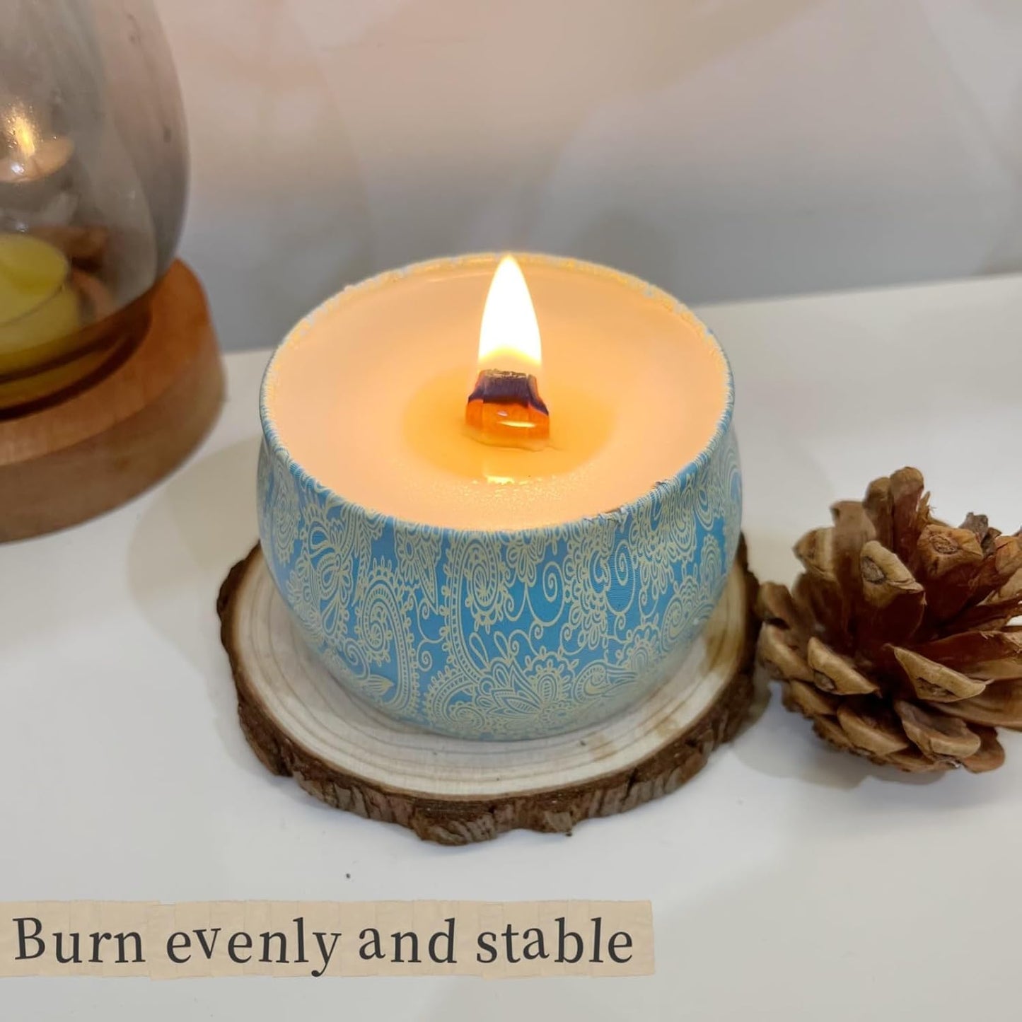 50 Sets Double-Layered Wooden Candle Wicks Trimmer 5.1 X 0.5 Inch Natural Candle Wood Wicks Wooden Wicks Wood Wicks for Candles Making,Wooden Candle Wick with Base and Stickers