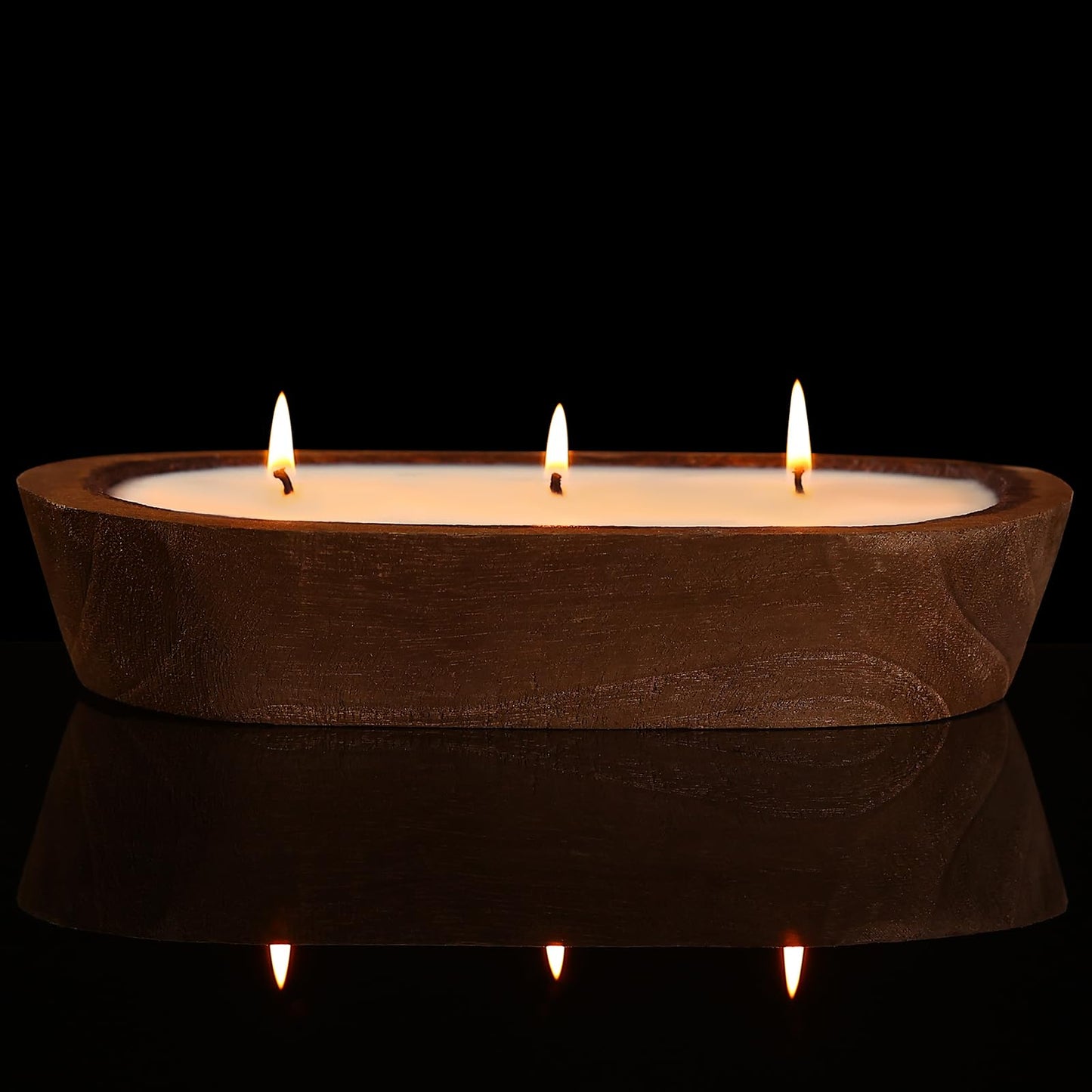 Aromatherapy Candle, SEVEYEE Vanilla Candle 3wicks 12oz, Large Wooden Bowl Candles for Women,Girl Birthday Gift
