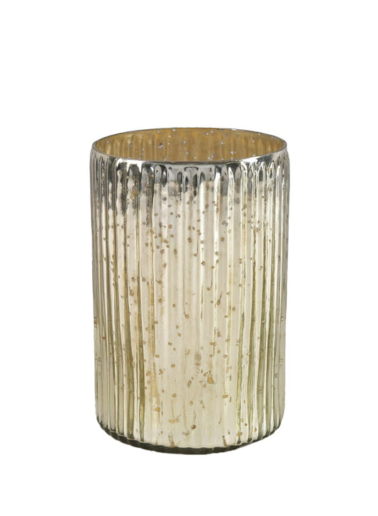 Serene Spaces Living Vintage Ribbed Mercury Glass Vase - Perfect for Floral Arrangements, Table Centerpiece, Home, Office, Wedding, Holiday & Special Events Decor, in 2 Colors (Silver - Pack of 1)