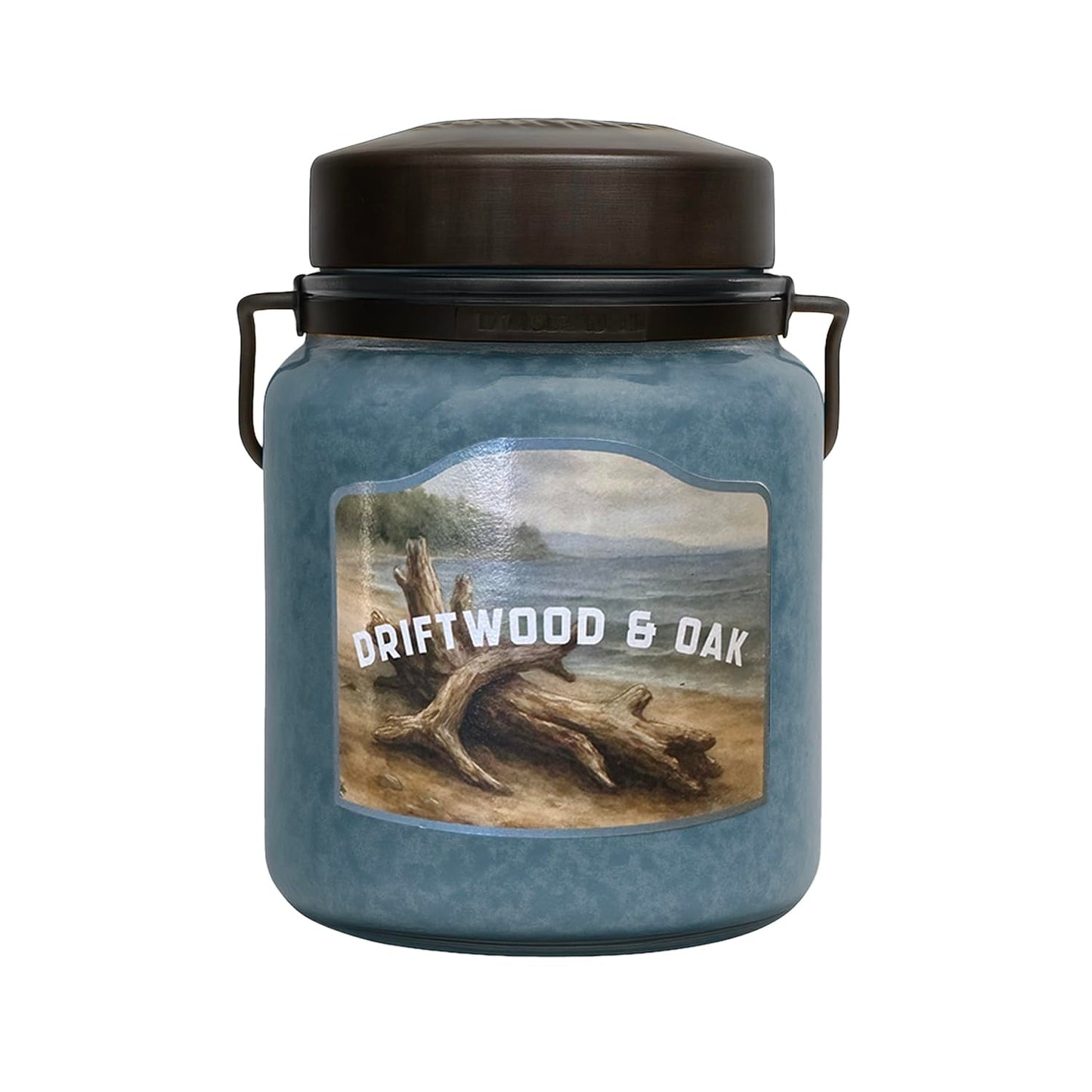 McCall’s Candles | Driftwood & Oak | 16 oz Single-Wick Scented Candle | USA-Poured | Vintage Rustic Jar with Carrying Handles | Driftwood & Oak Fragrance