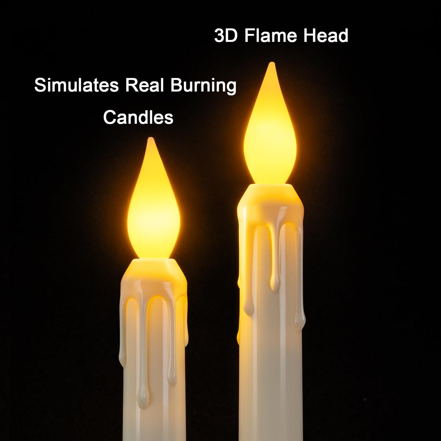 Meigic 6 Pcs Sensor Dawn to Dusk Window Candles, Flickering Battery Candles for Windows, Ultra Bright Fake Candle Lights with Black Holders, Led Candlesticks for Xmas Home Decor, Warm Yellow Light