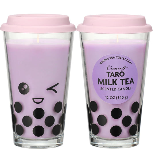 Boba Tea Candle,Taro Boba Tea Scented Candle,Bubble Candle,Valentines Day Brithday Funny Food Candles Gifts for Milk Tea Lovers,Taro 12oz