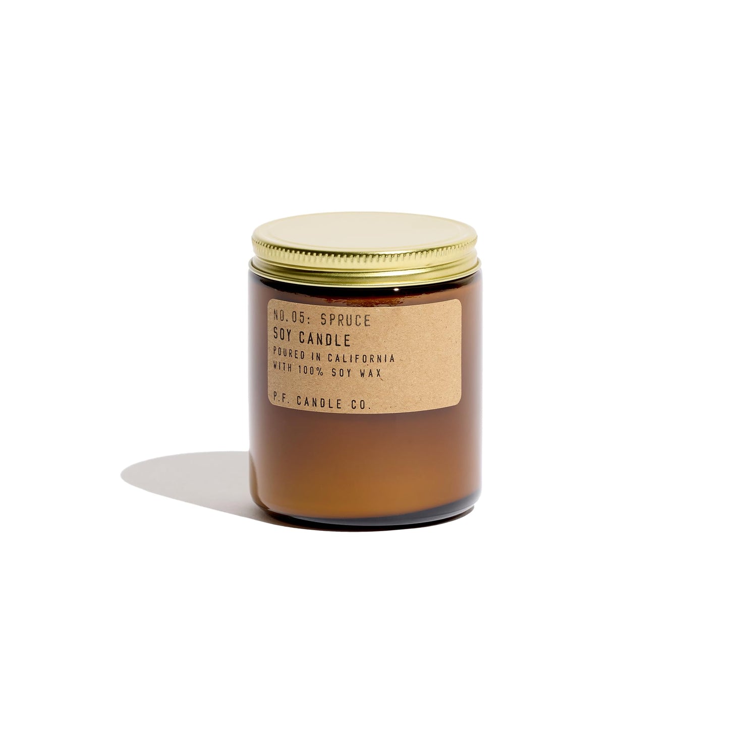 P.F. Candle Co. Seasonal Fall Autumn Scented Soy Wax Candle - (7.2 oz) 40-50 Hour Burn Time, Amber Glass Jar, Made in The U.S.A. (Spruce)