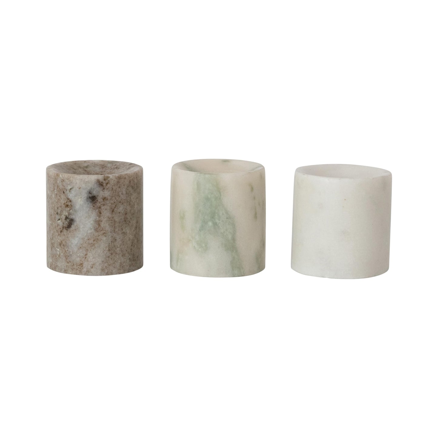 Creative Co-Op 3-Piece Round Marble Taper Holder, Multicolor