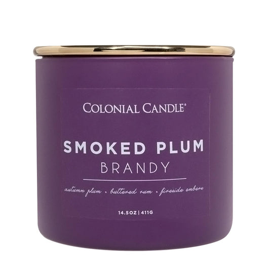 Colonial Candle Smoked Plum Brandy Jar Candle, Pop of Color Collection, 3 Wick, Purple, 14.5 oz - Up to 60 Hours Burn