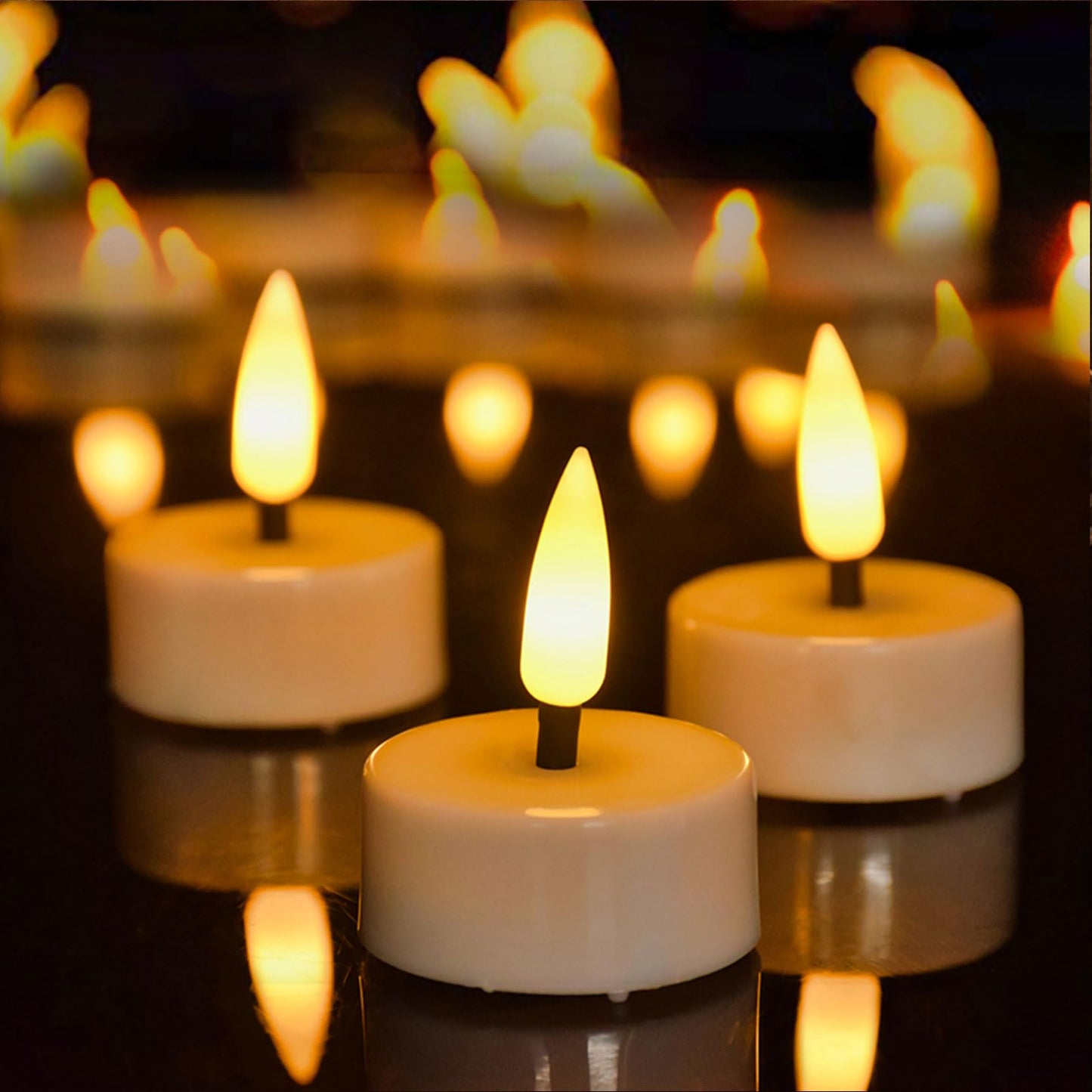 ENERJARY LED Tea Light Candles with Timer Flickering Flame 12pcs Battery Operated Realistic Bright Unscented Tea Light Fake Candles for Romantic Wedding Home Xmas Decor Birthday Halloweens Warm White