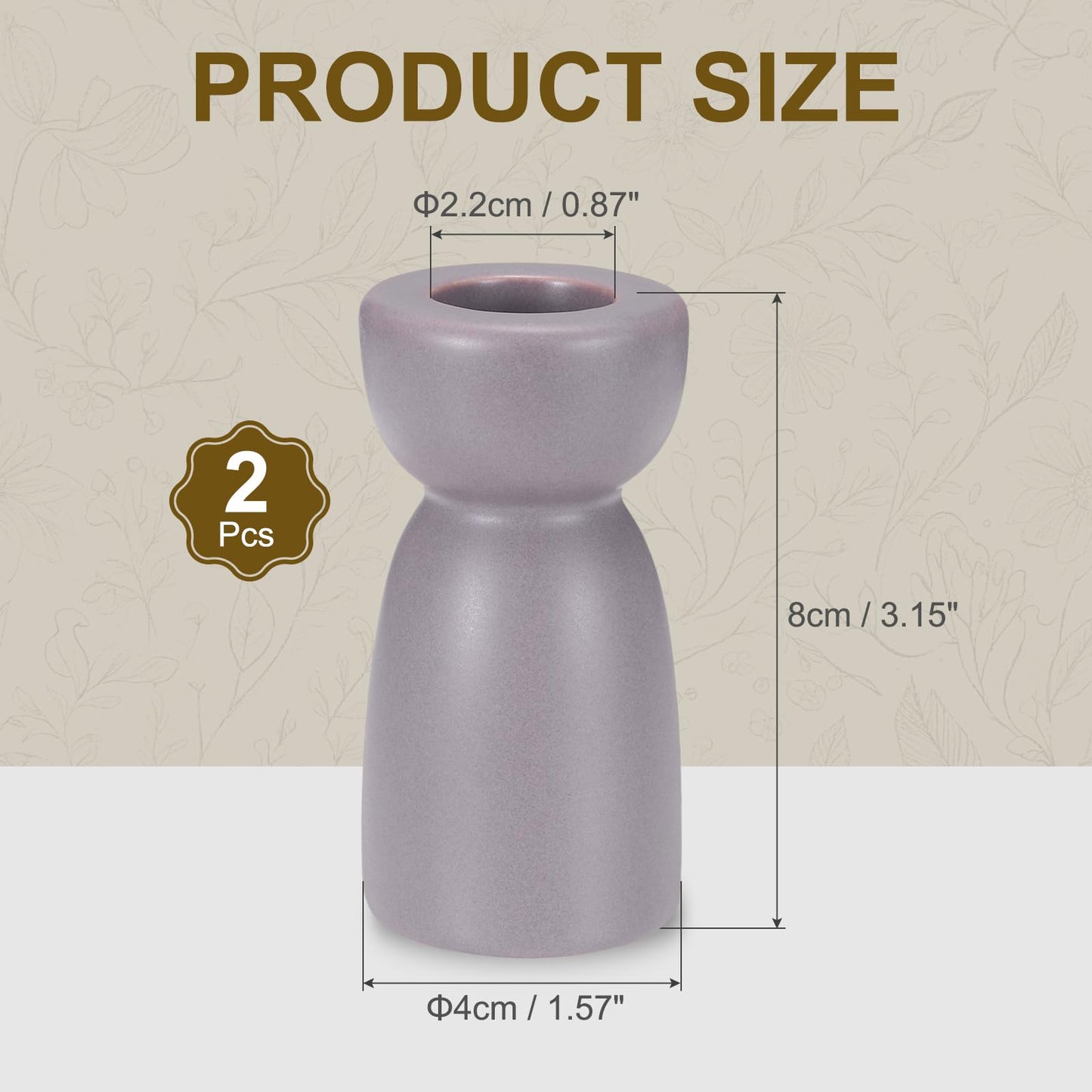 uxcell 2 Pack Candlestick Holder Purple Ceramic Taper Candle Holder Candle Stand Holders Modern Style Decoration for Centerpiece Tabletops Anniversary