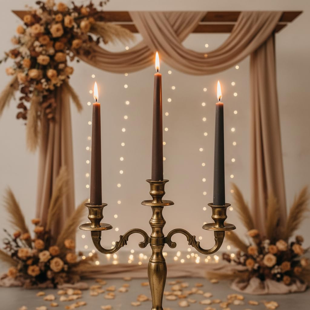 10 Inch Gradient Brown Taper Candles Hand Poured Smokeless Chocolate Coffee Scented Long Tapered Candles for Morning Coffee Ritual Breakfast Table Kitchen Island Café Atmosphere