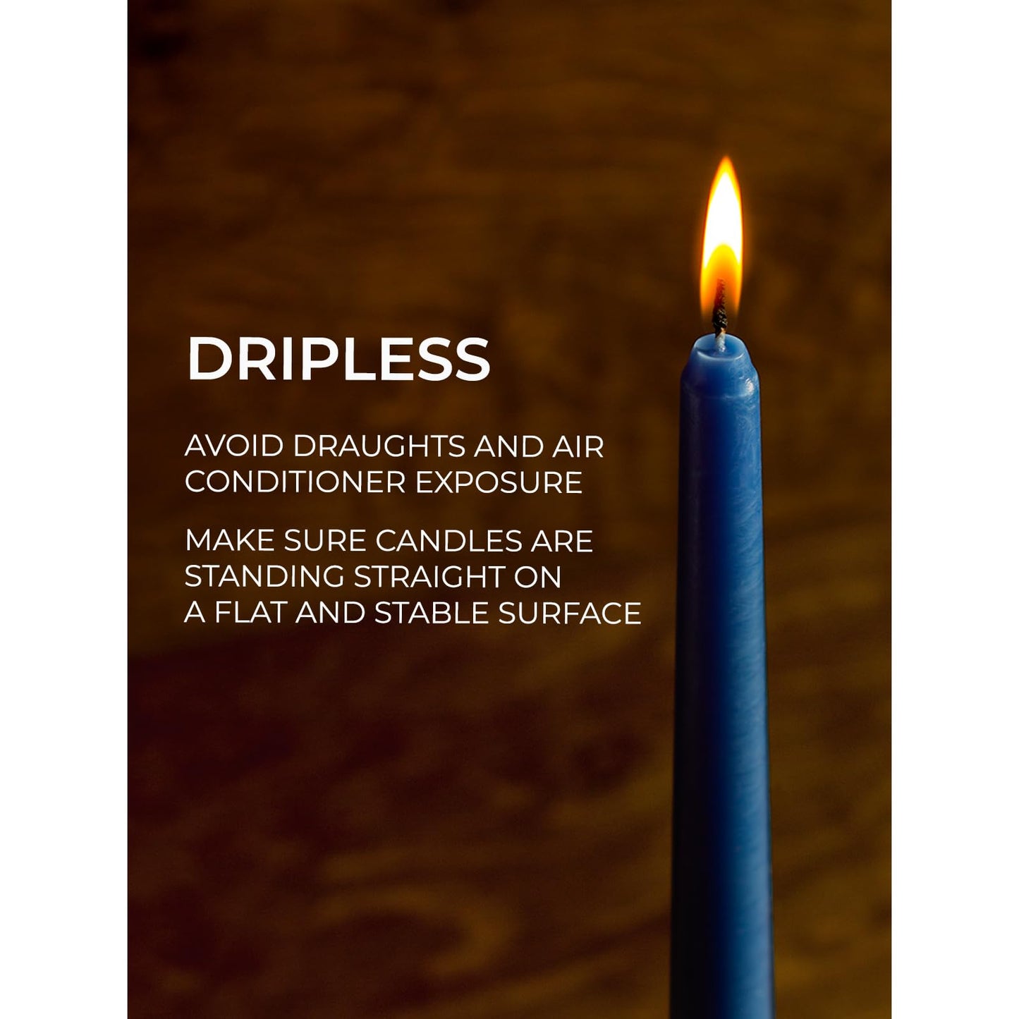 CANDWAX 10 Inch Taper Candles Set of 4 - Dripless and Unscented Candlesticks - Perfect for Dinner and Christmas - Dark Blue