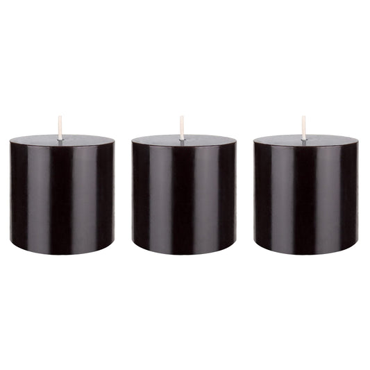 Mega Candles 3 pcs Unscented Solid Black Pillar Candles, Hand Poured Premium Wax Candle 3 Inch x 3 Inch, Home Décor, Spas, Weddings, Occasions, Party, Centerpieces, Holidays, Vigils, Prayers