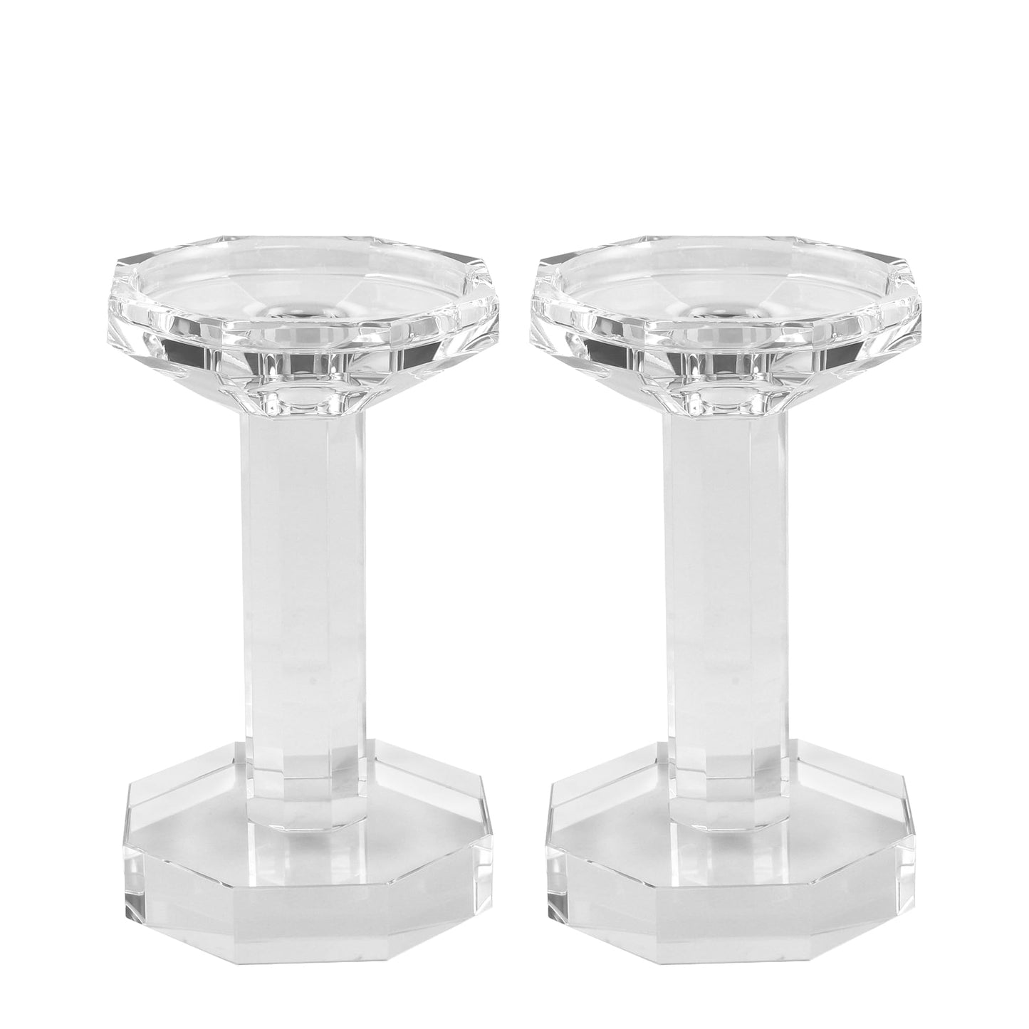 kitCom Crystal Candle Holders Set of 2, 6.1 Inch Tall Crystal Candlestick Holders for Taper, Long Candles - Home Decoration, Wedding, Housewarming and Graduation Gifts
