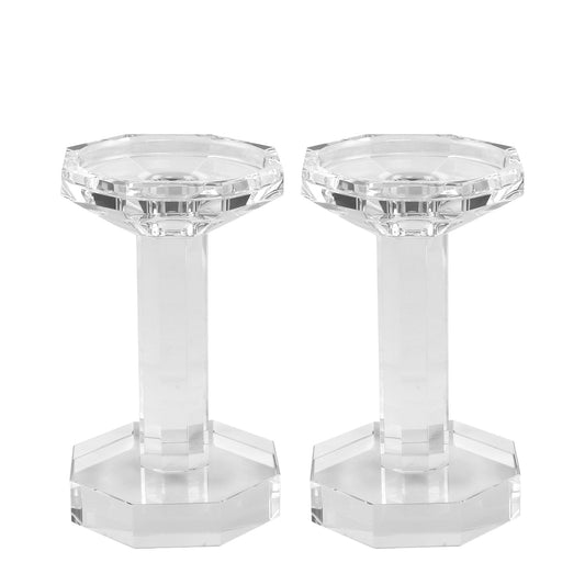 kitCom Crystal Candle Holders Set of 2, 6.1 Inch Tall Crystal Candlestick Holders for Taper, Long Candles - Home Decoration, Wedding, Housewarming and Graduation Gifts