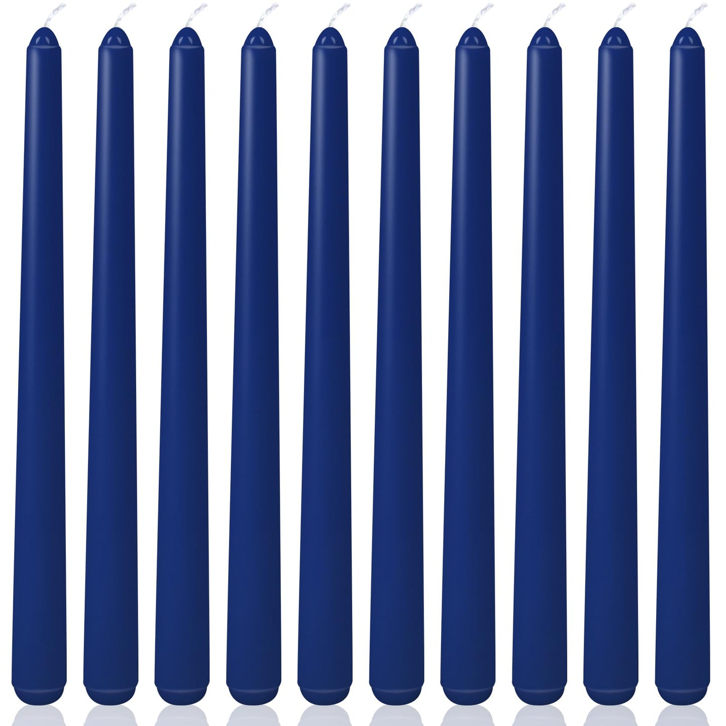 10 Inch Navy-Blue Taper Candles for Religious and Spiritual Settings, 10 Pack Unscented Candlesticks for Holiday, Seasonal Celebration and Home Decoration