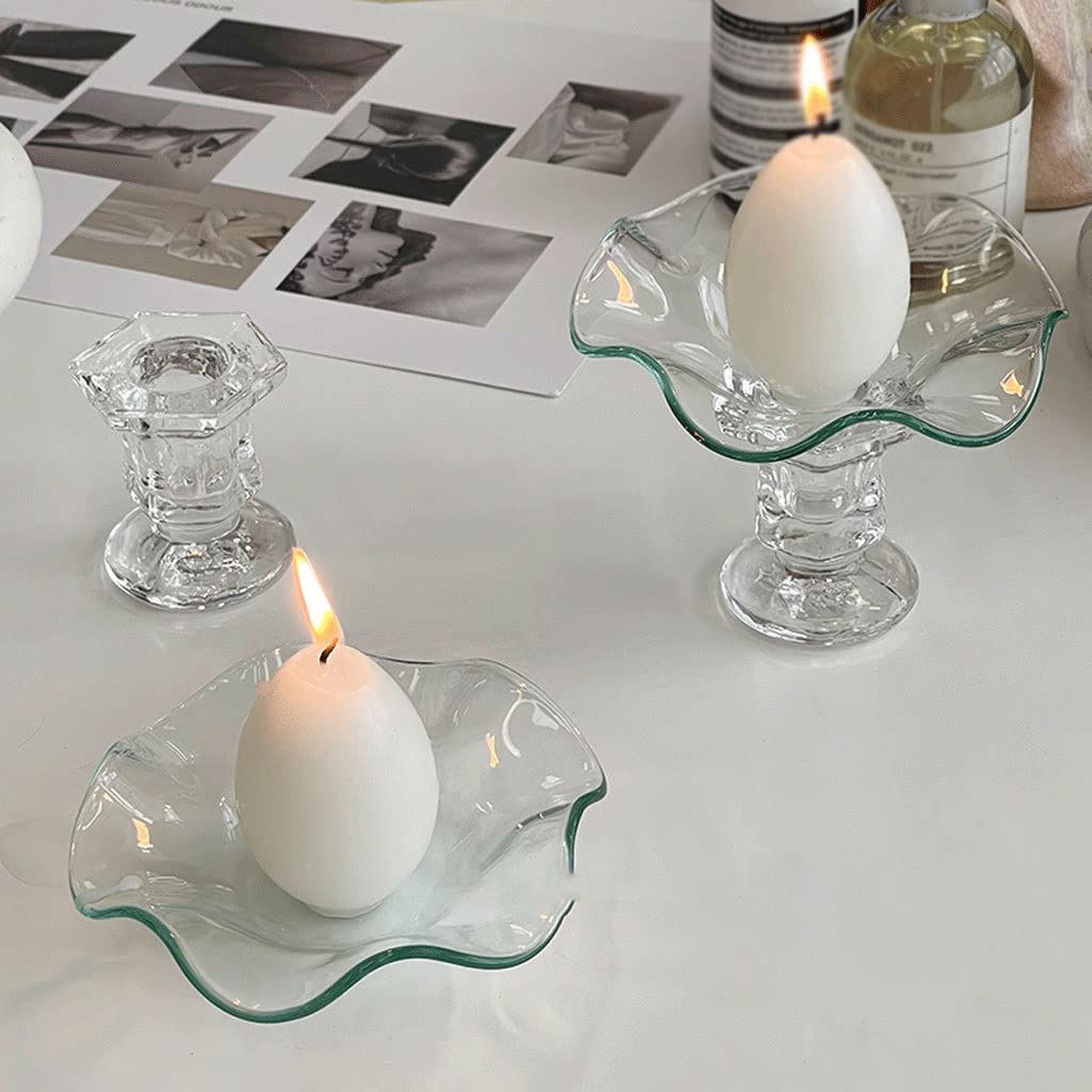 UNNS Candlestick Holder Curved Pillar Glass Candle Holder Dining Table Center Candle Holder Suitable for Dinner Living Room Kitchen Dining Room Candle Holders (Color : A)